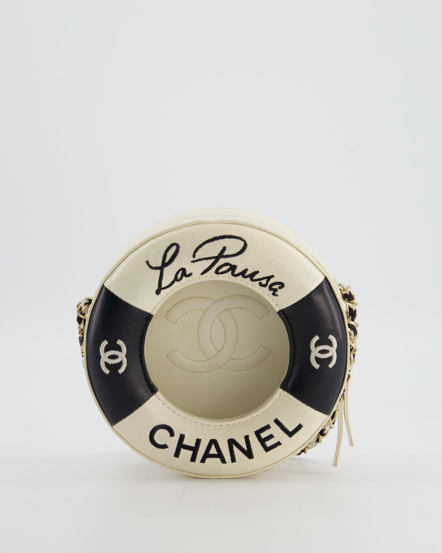 Chanel *rare & Fire Price* La Pausa Coco Lifesaver Bag in Black and White with Champagne Gold Hardware