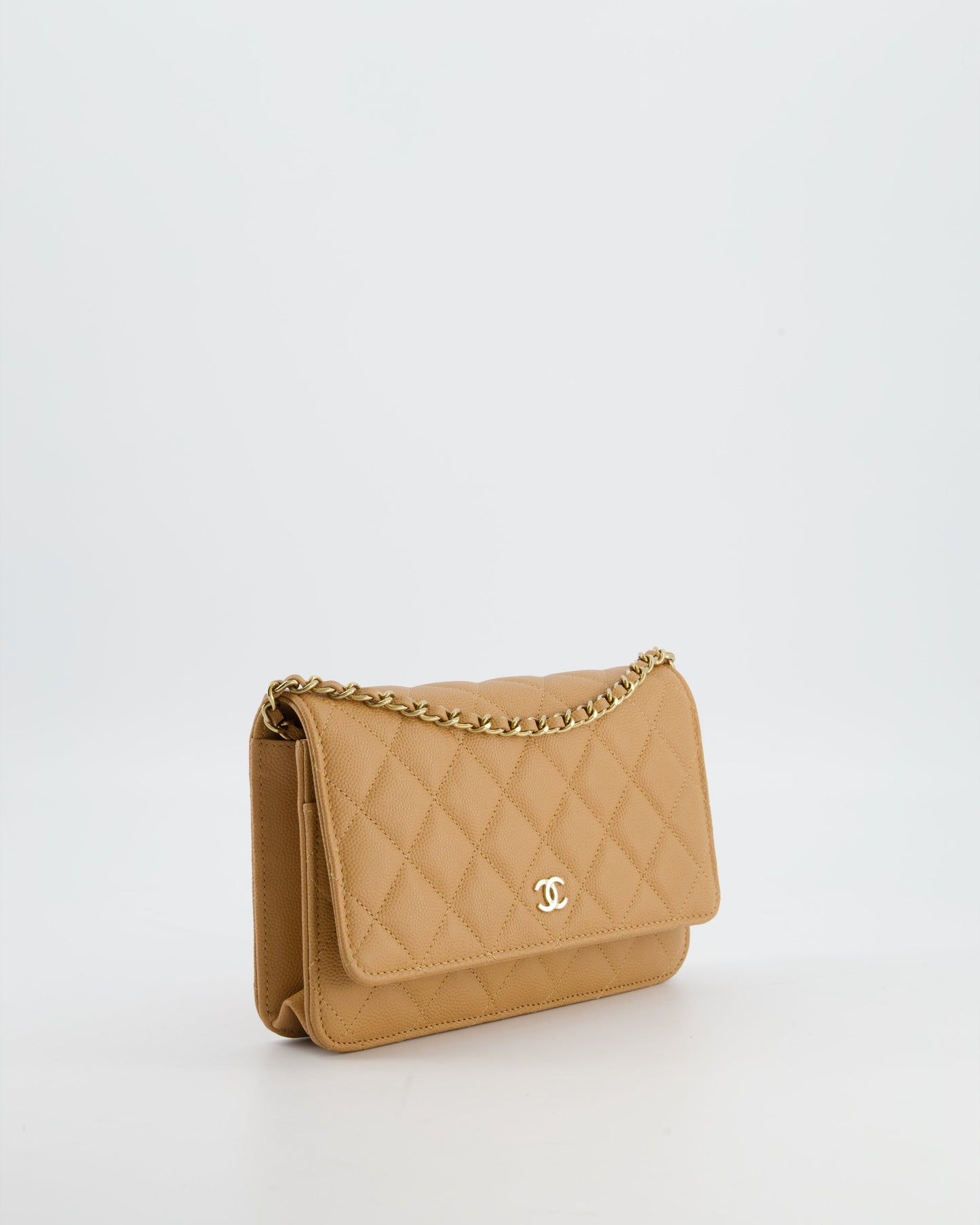 Chanel Caramel Wallet On Chain Bag In Caviar Leather With Champagne Gold Hardware