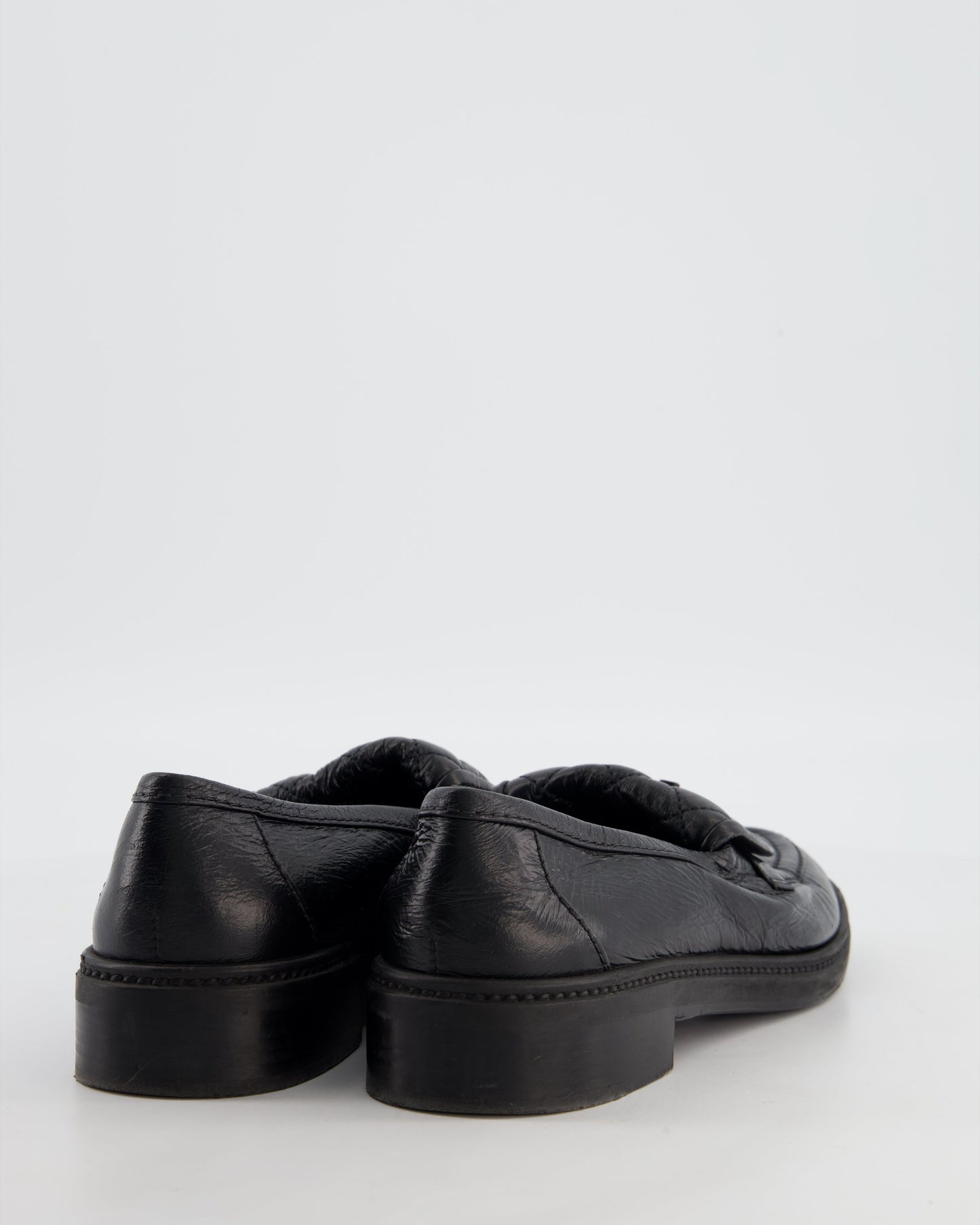 Chanel Black Quilted Leather Loafers in Aged Calfskin Leather with Black CC Logo Size Eu 38.5 for Women
