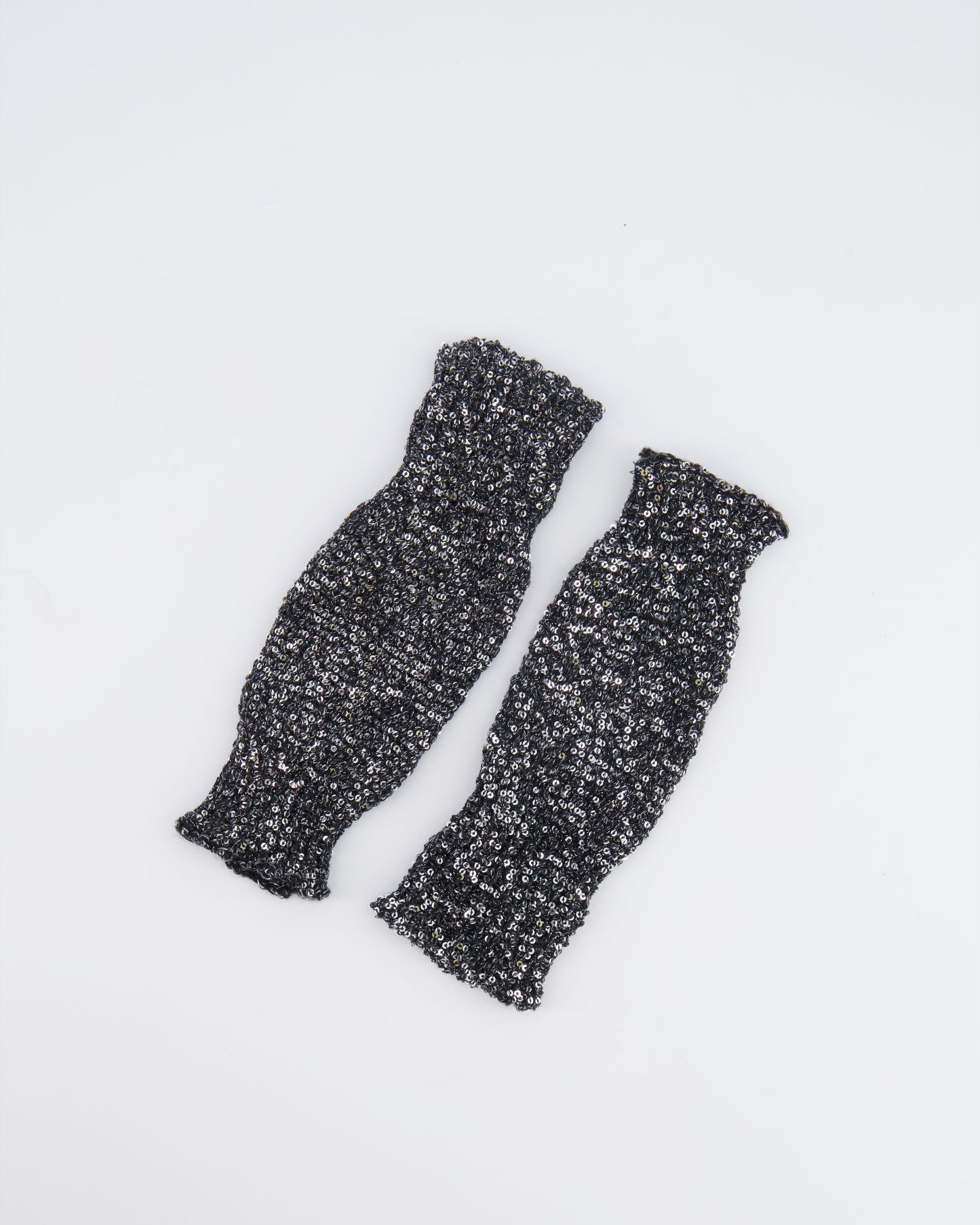 Chanel Black And Silver Sequin Embellished Mitten Gloves Bag