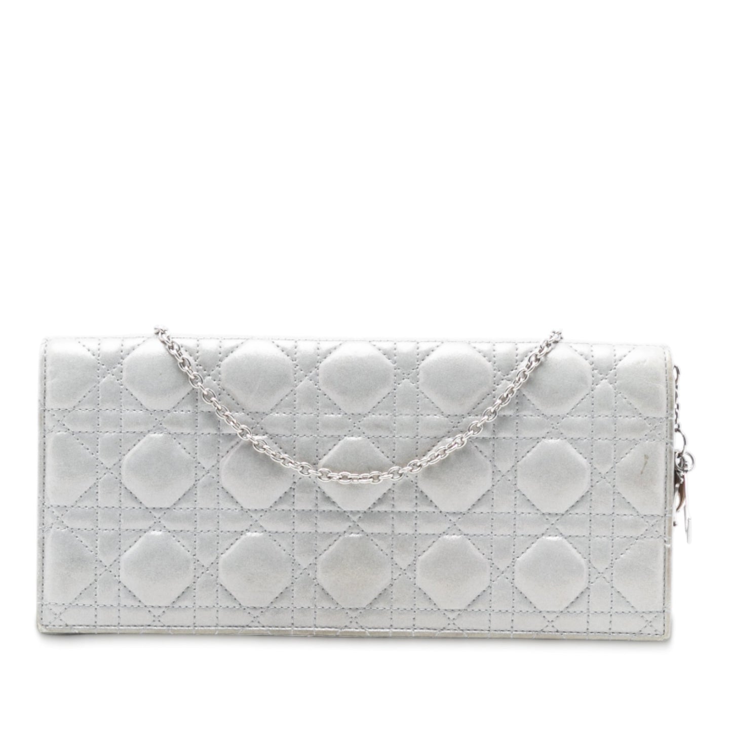 Dior Handbag Iridescent Cannage Lady Convertible Clutch Crossbody Bag Lambskin Silver Clutch Bag