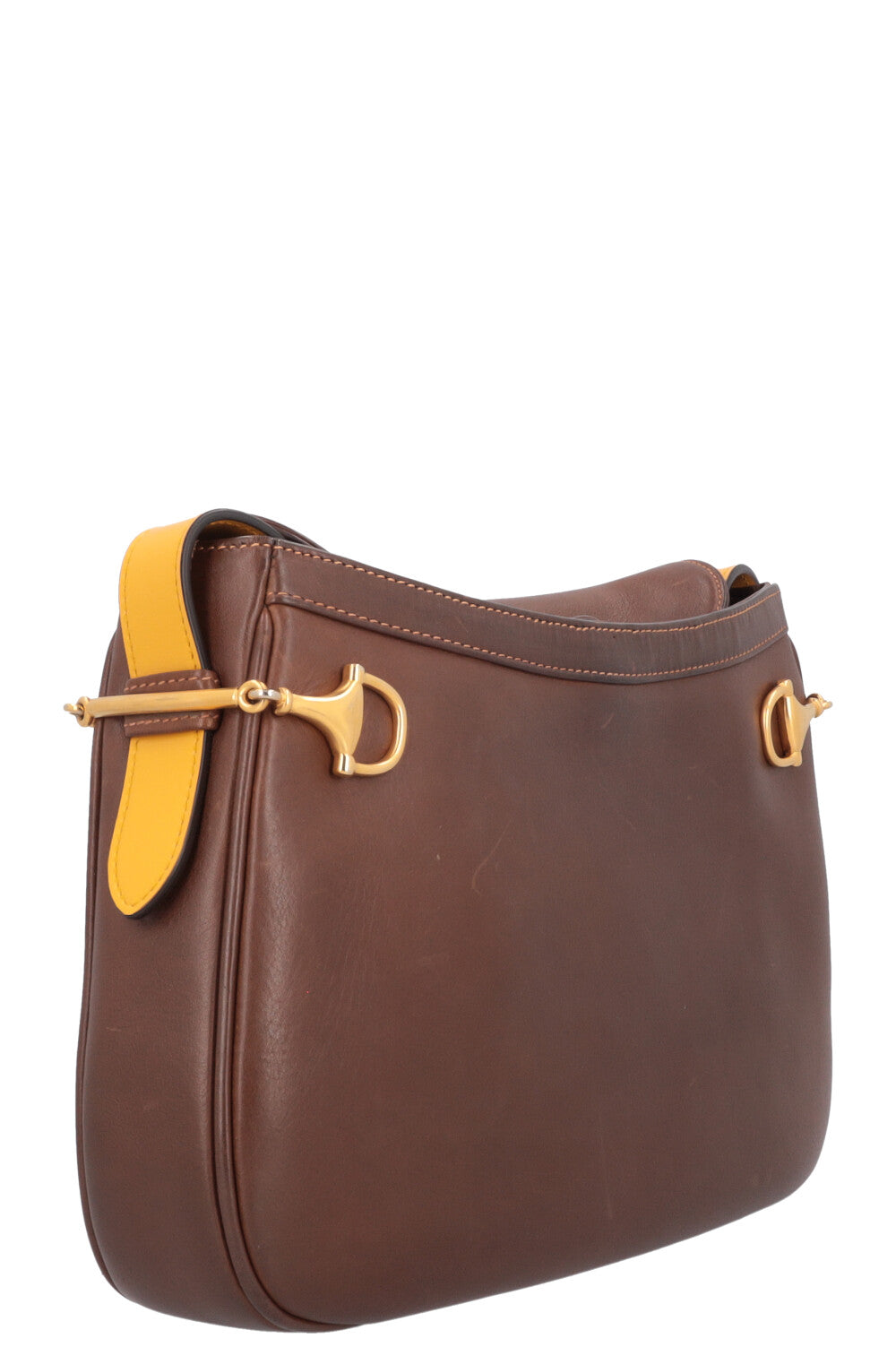GUCCI Horsebit Crossbody Bag Brown Yellow