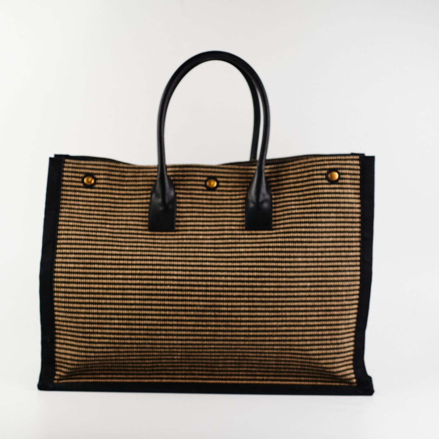 YSL Saint Laurent Rive Gauche Tote Bag Black Beige