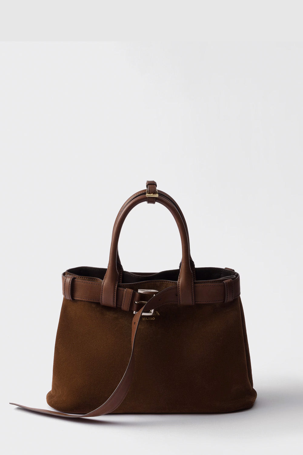 Prada Handbag Buckle Bag With Belt Suede Medium