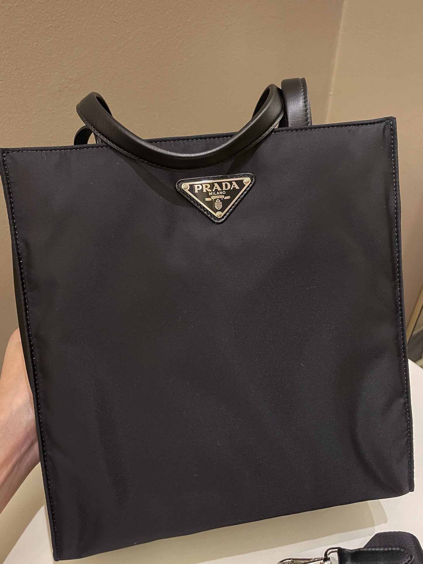 Prada Padded Two Way Shopper Tote Nylon Black Tote Bag