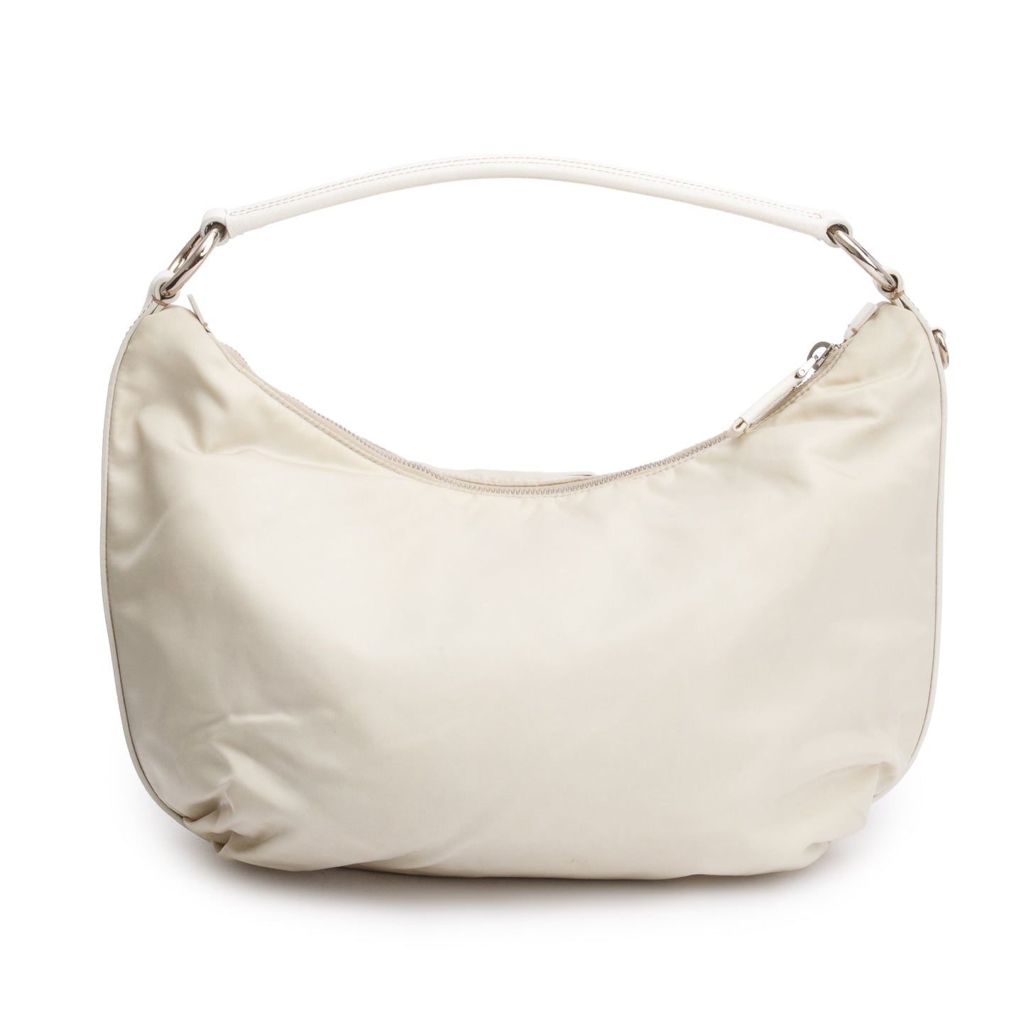 Prada Saffiano Trimmed Tessuto Hobo Handbag Leather Nylon Travel Bag