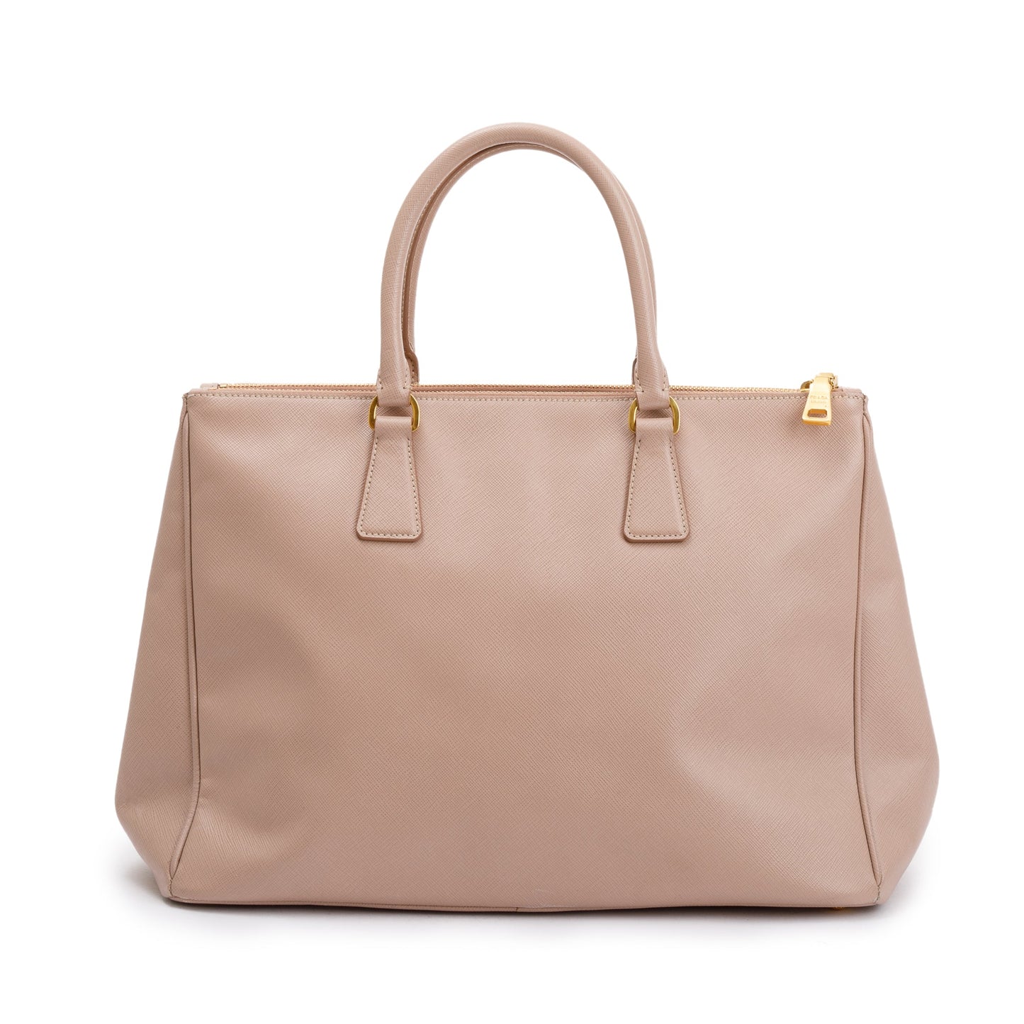 Prada Saffiano Lux Double Zip Galleria Tote Handbag Beige Large Tote Bag