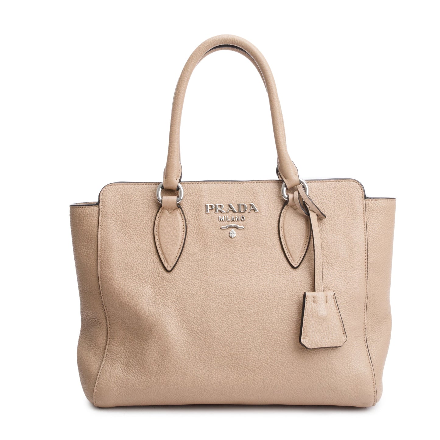Prada Phenix Two Way Tote Vitello Beige Zip Tote Bag