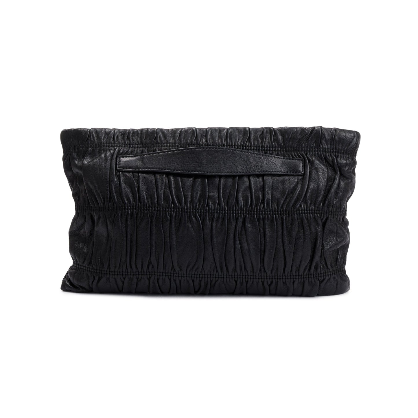 Prada Nappa Gaufre Zip Clutch Handbag Leather Black Clutch Bag