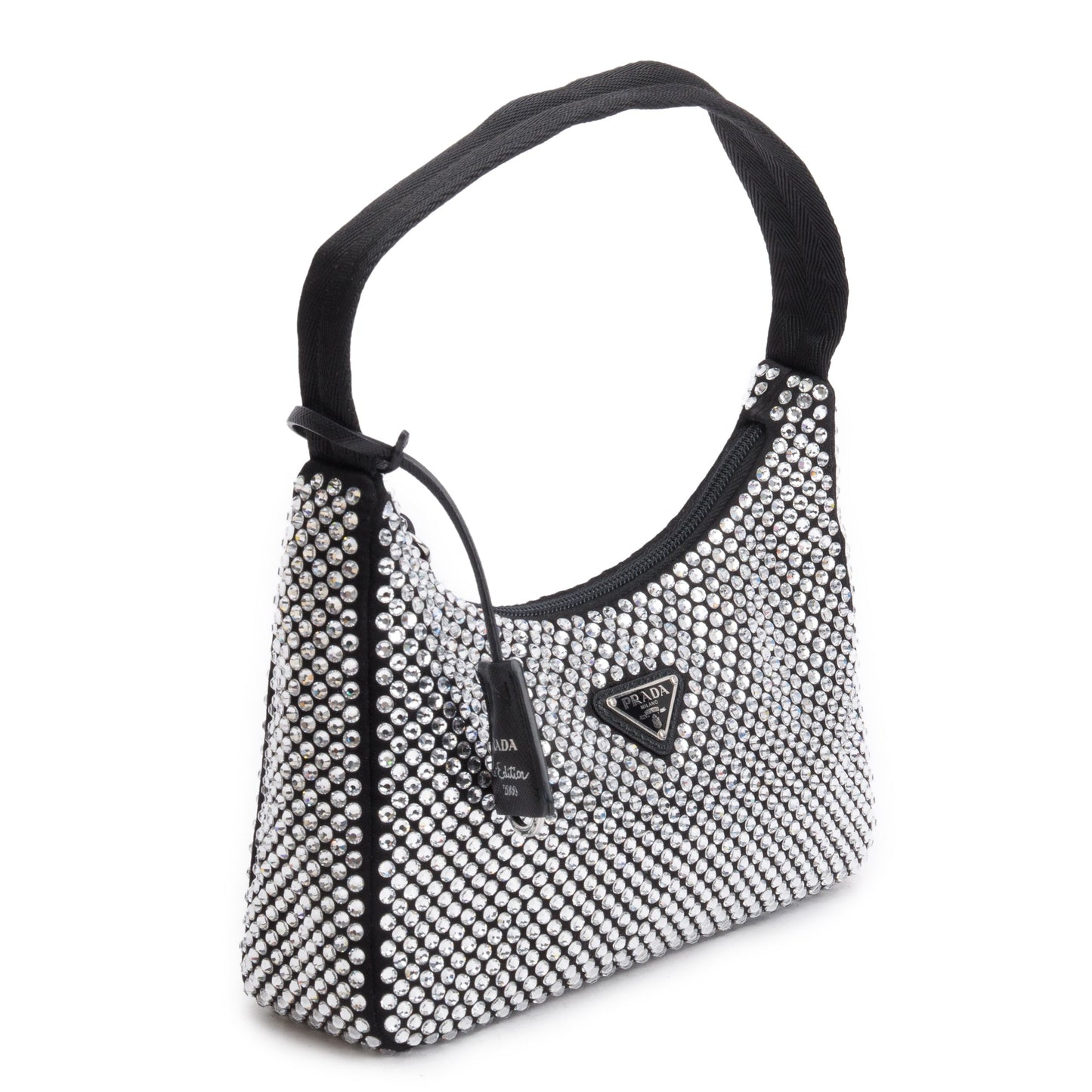 Prada Crystal Re Edition Bag Satin Black Travel Bag