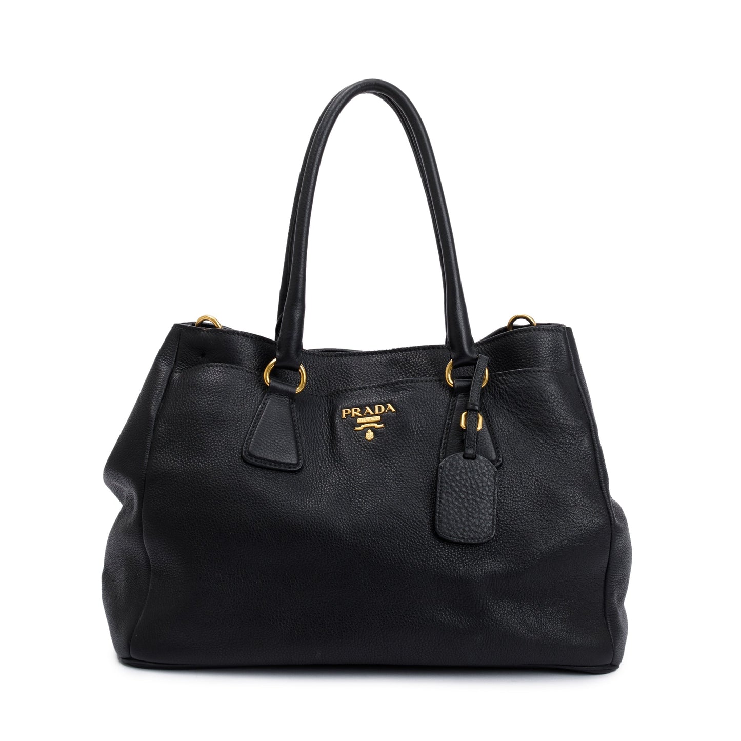 Prada Vitello Daino Convertible Tote Handbag Black Tote Bag