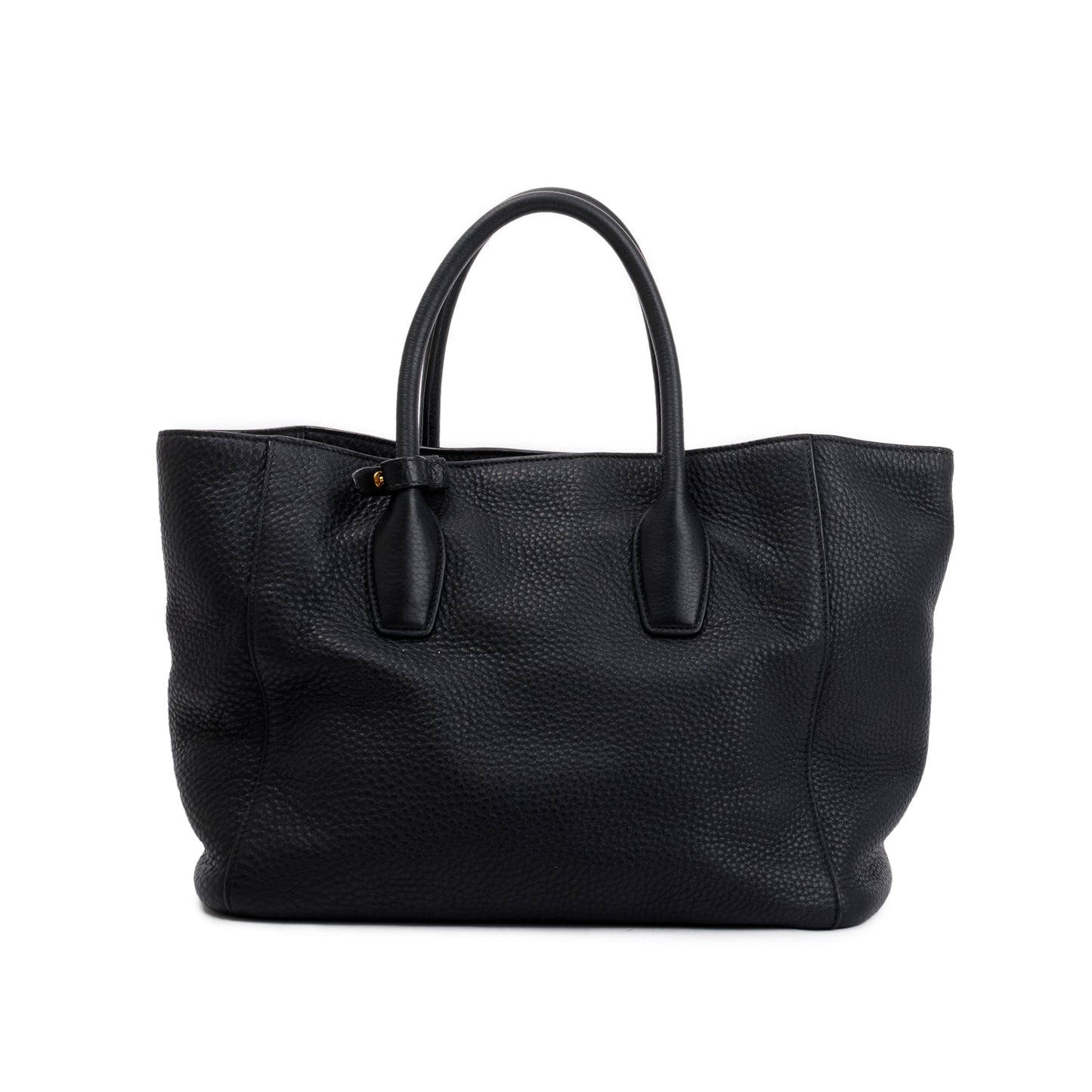 Prada Vitello Daino Open Tote Handbag Leather Black Tote Bag