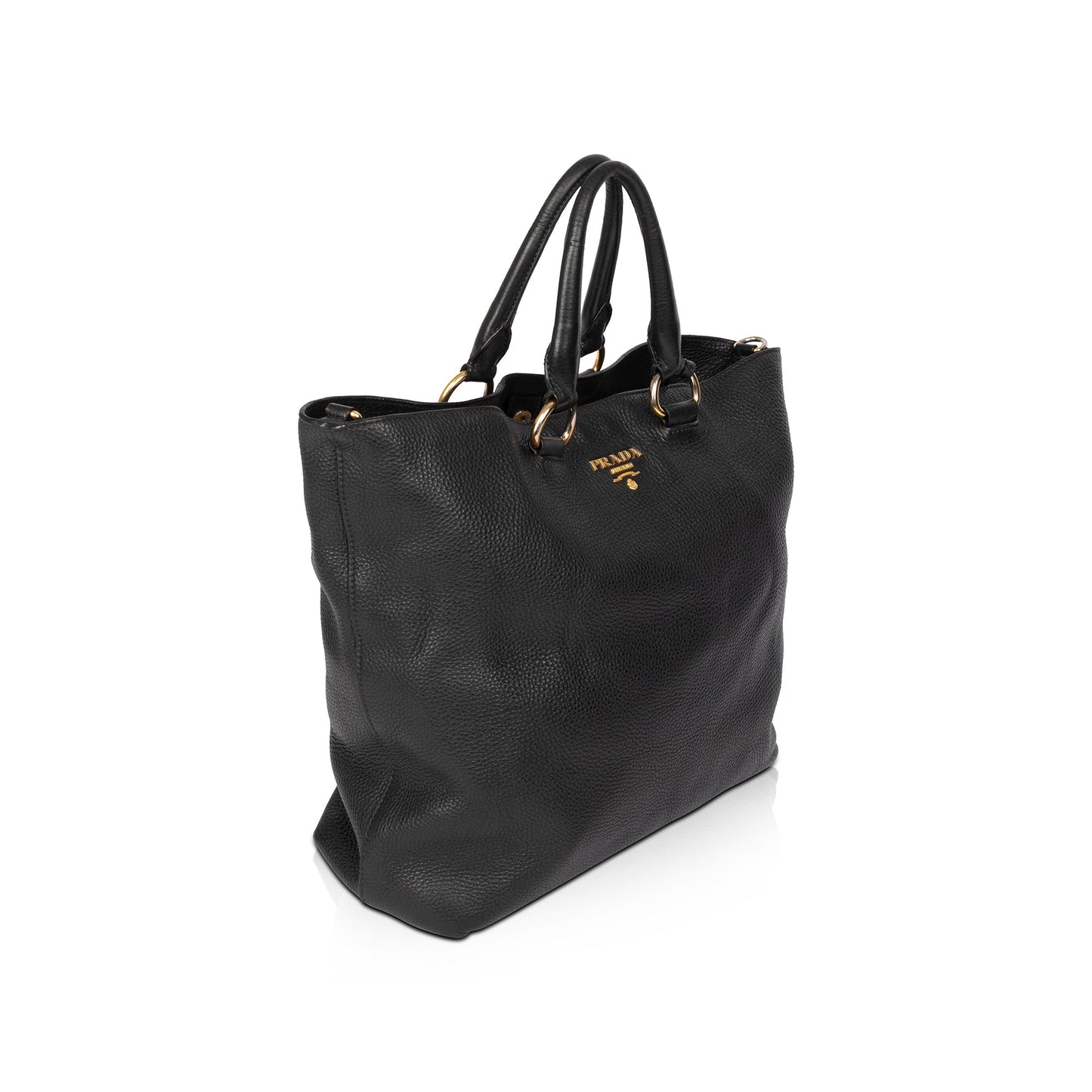 Prada Vitello Daino Shopping Tote Handbag Black Tote Bag