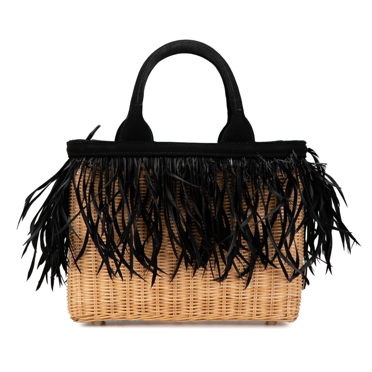 Prada Canapa Trimmed Feather Midollino Satchel Shg Ojnq0U Satchel Bag