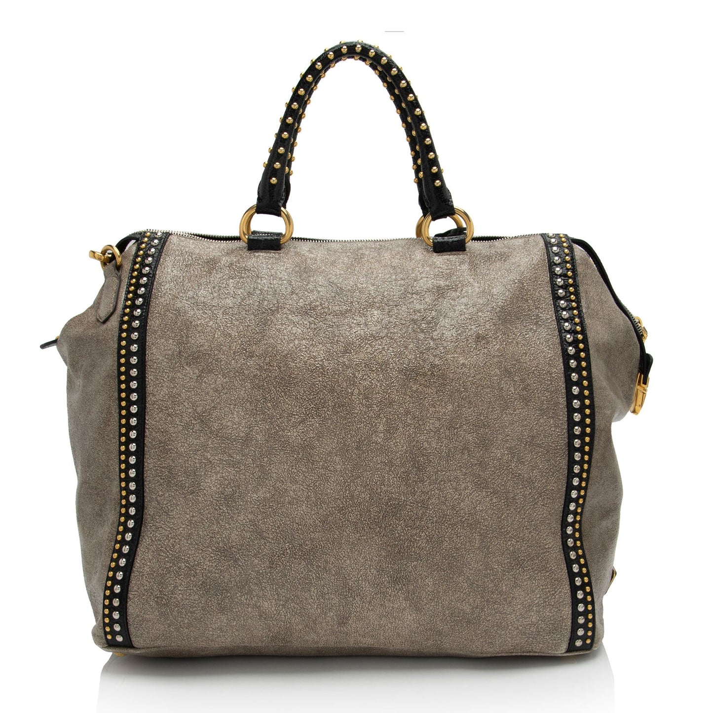 Prada Crackled Calfskin Studded Bauletto Satchel Shf Homqxl Satchel Bag