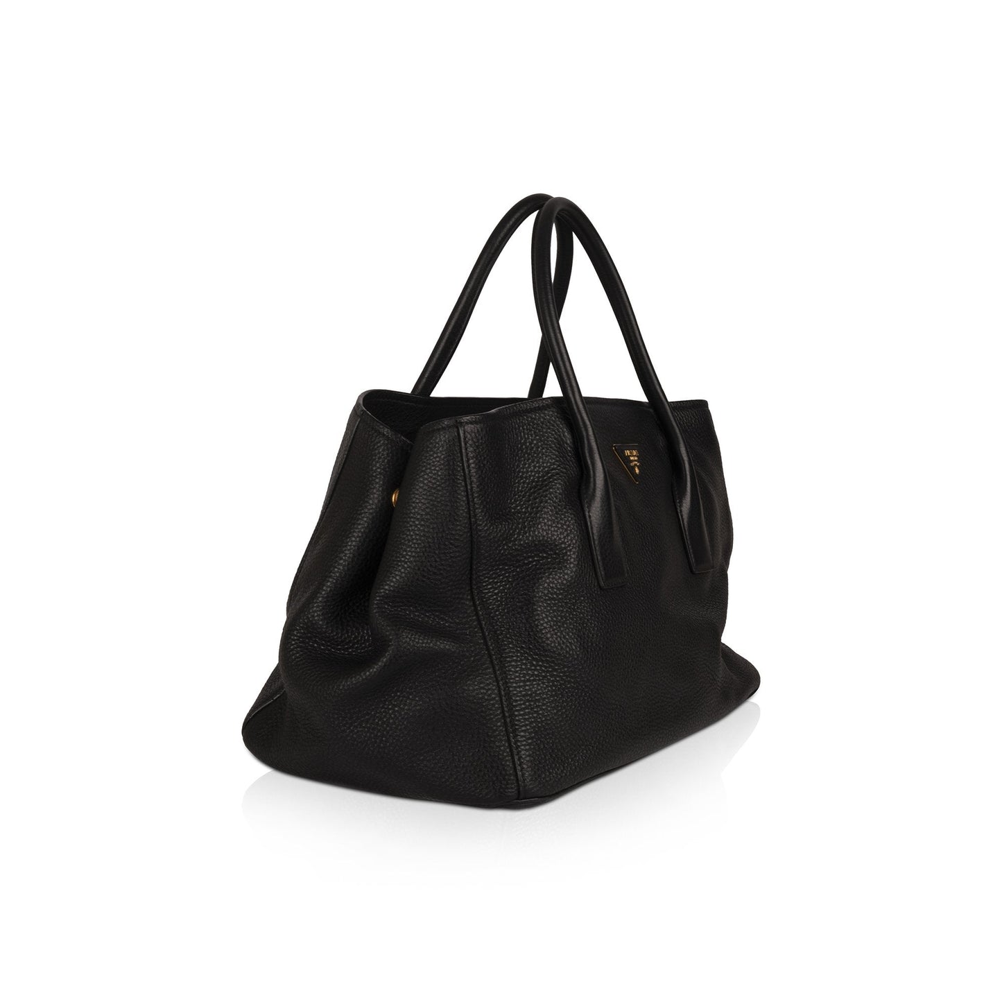 Prada Vitello Daino Tote Handbag Black Large Tote Bag