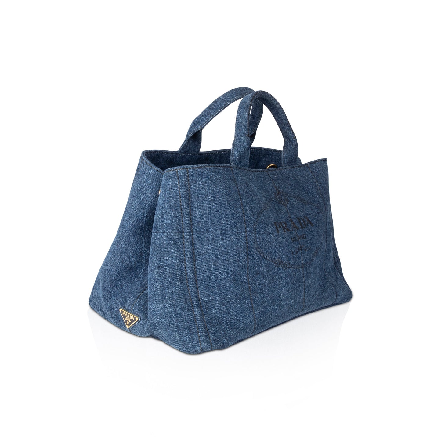 Prada Canapa Tote Handbag Denim Large Tote Bag
