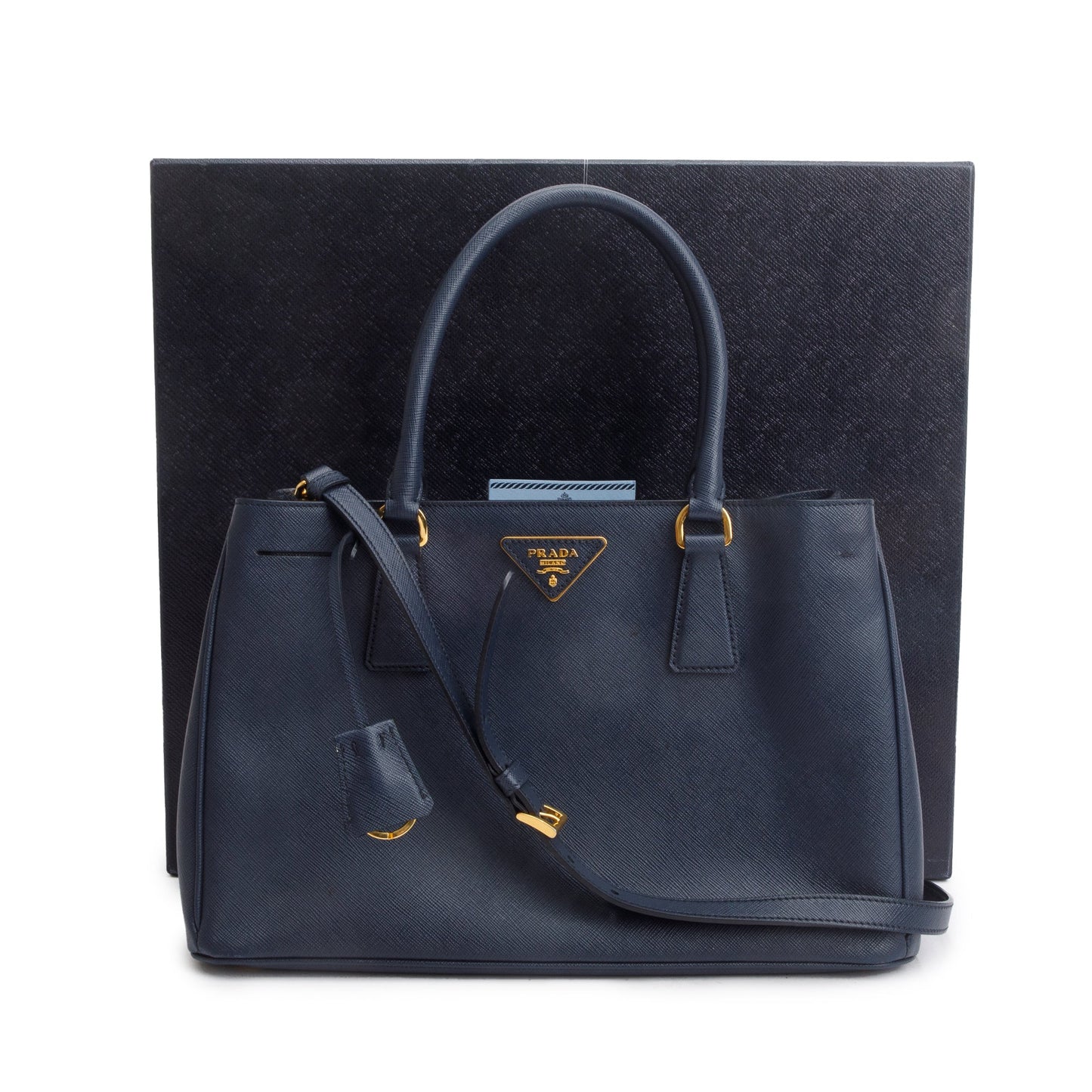 Prada Lux Galleria Tote Saffiano Navy Medium Tote Bag