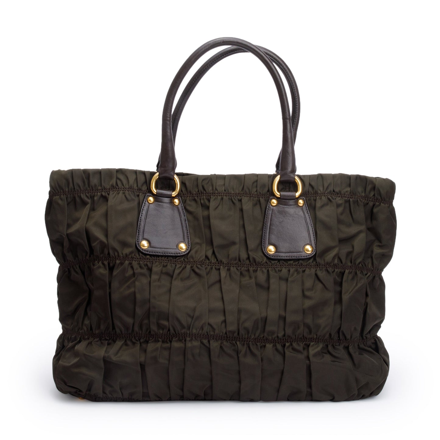 Prada Olive Tessuto Gauffre Tote Nylon Quilted Green Tote Bag