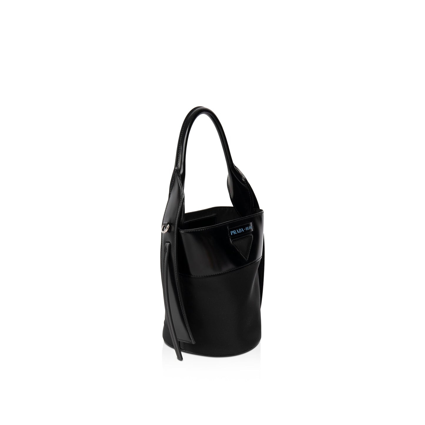 Prada Patent & Tessuto Ouverture Bag Leather Nylon Bucket Bag