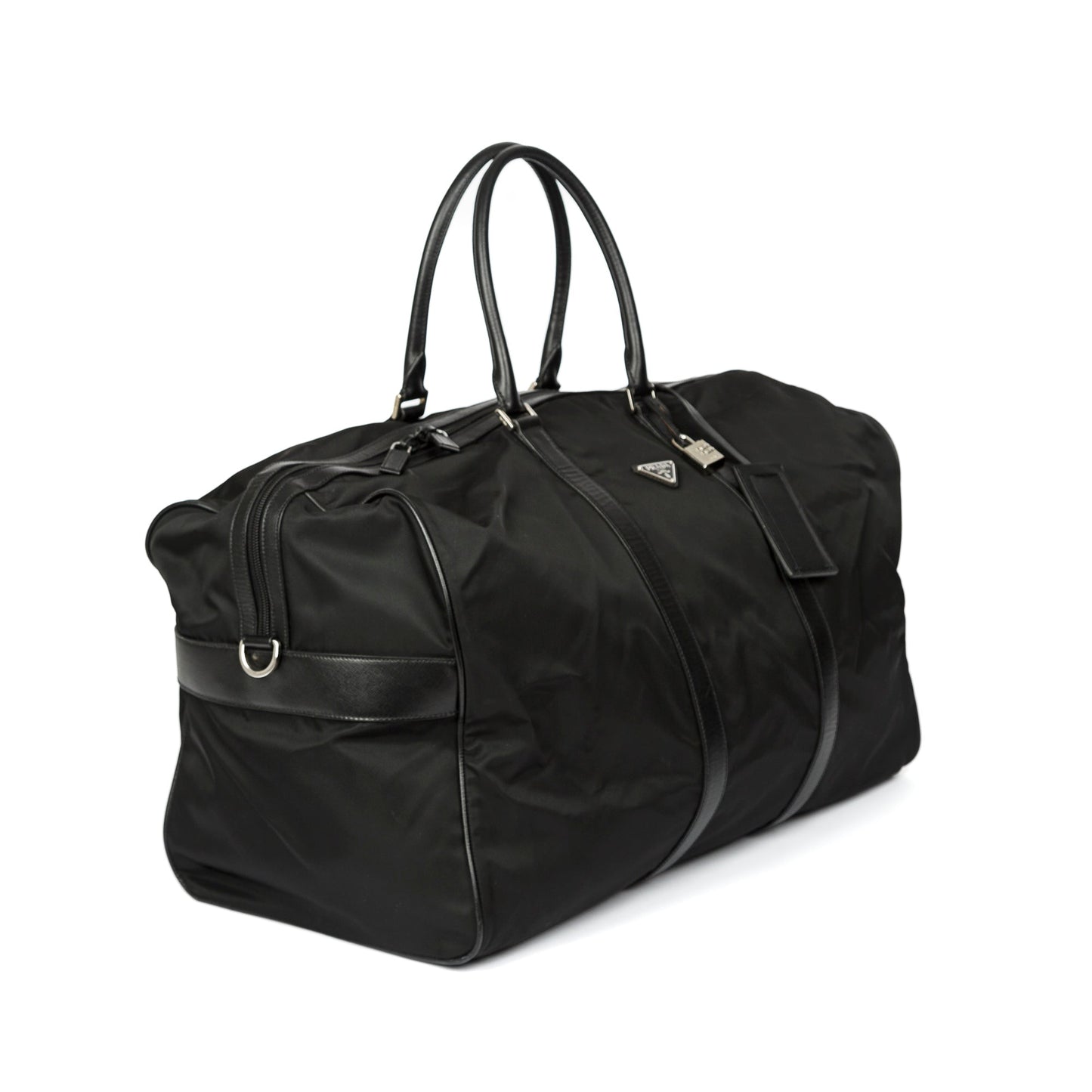 Prada Re & Saffiano Duffle Bag Leather Nylon Travel Bag
