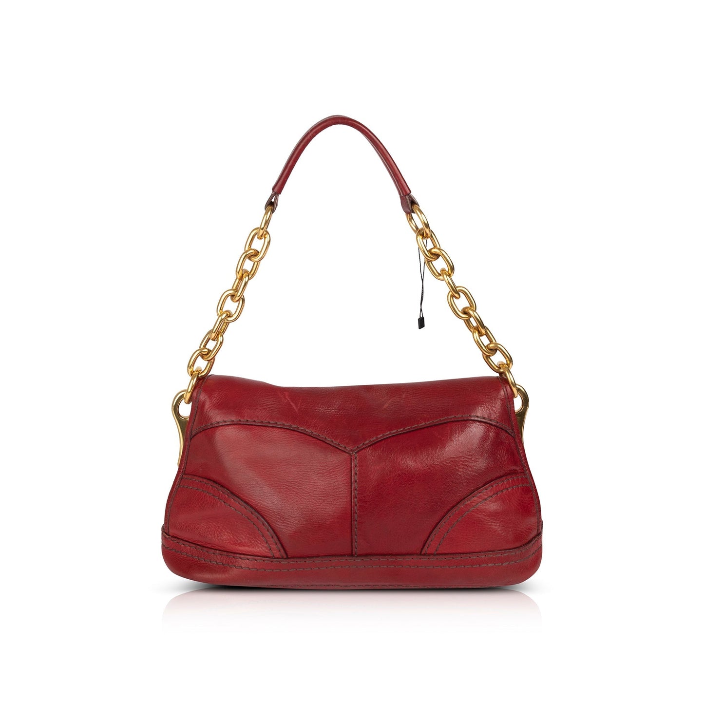 Prada Vitello Daino Shoulder Bag Red Chain