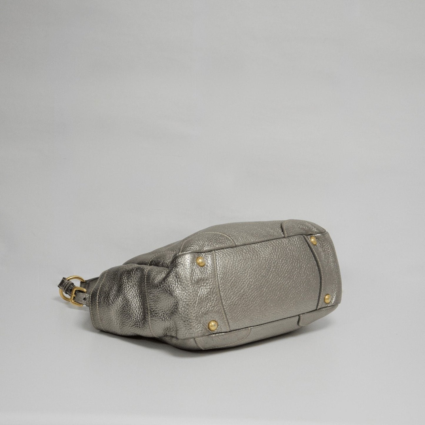 Prada Metallic Peltro Vitello Daino Pocket Tote Bag Silver