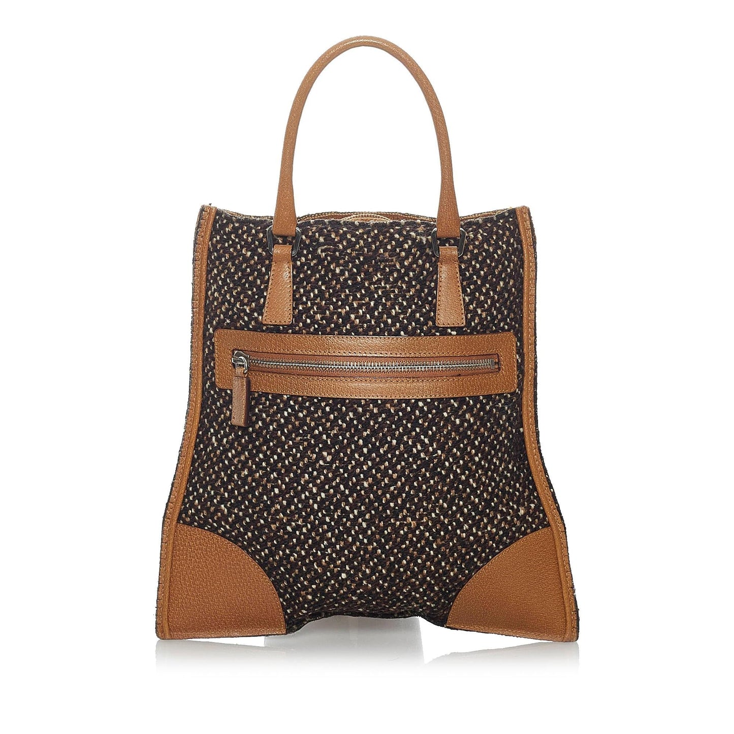 Prada Tweed Handbag Shg Satchel Bag