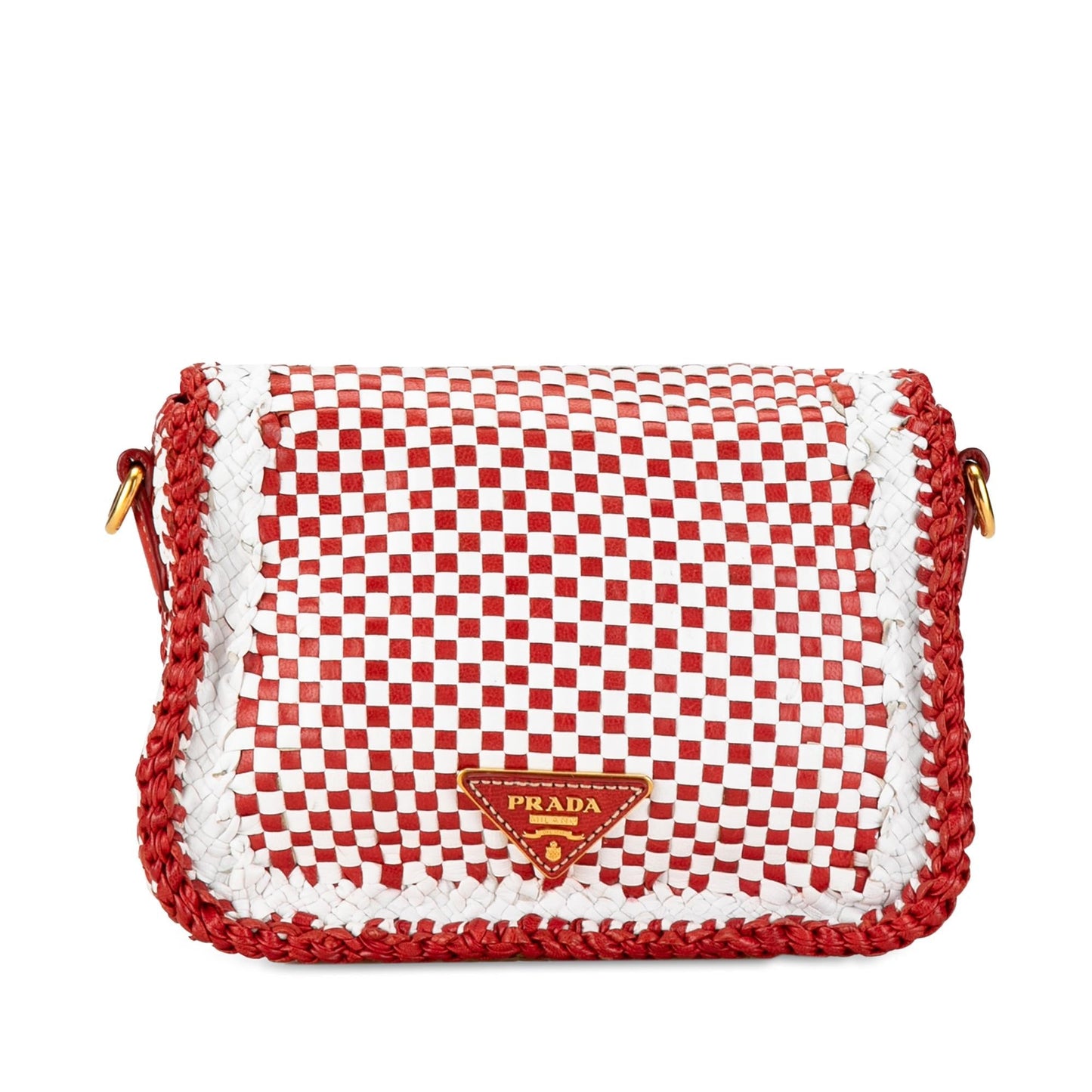 Prada Madras Crossbody Shg Dlarnt Woven Crossbody Bag
