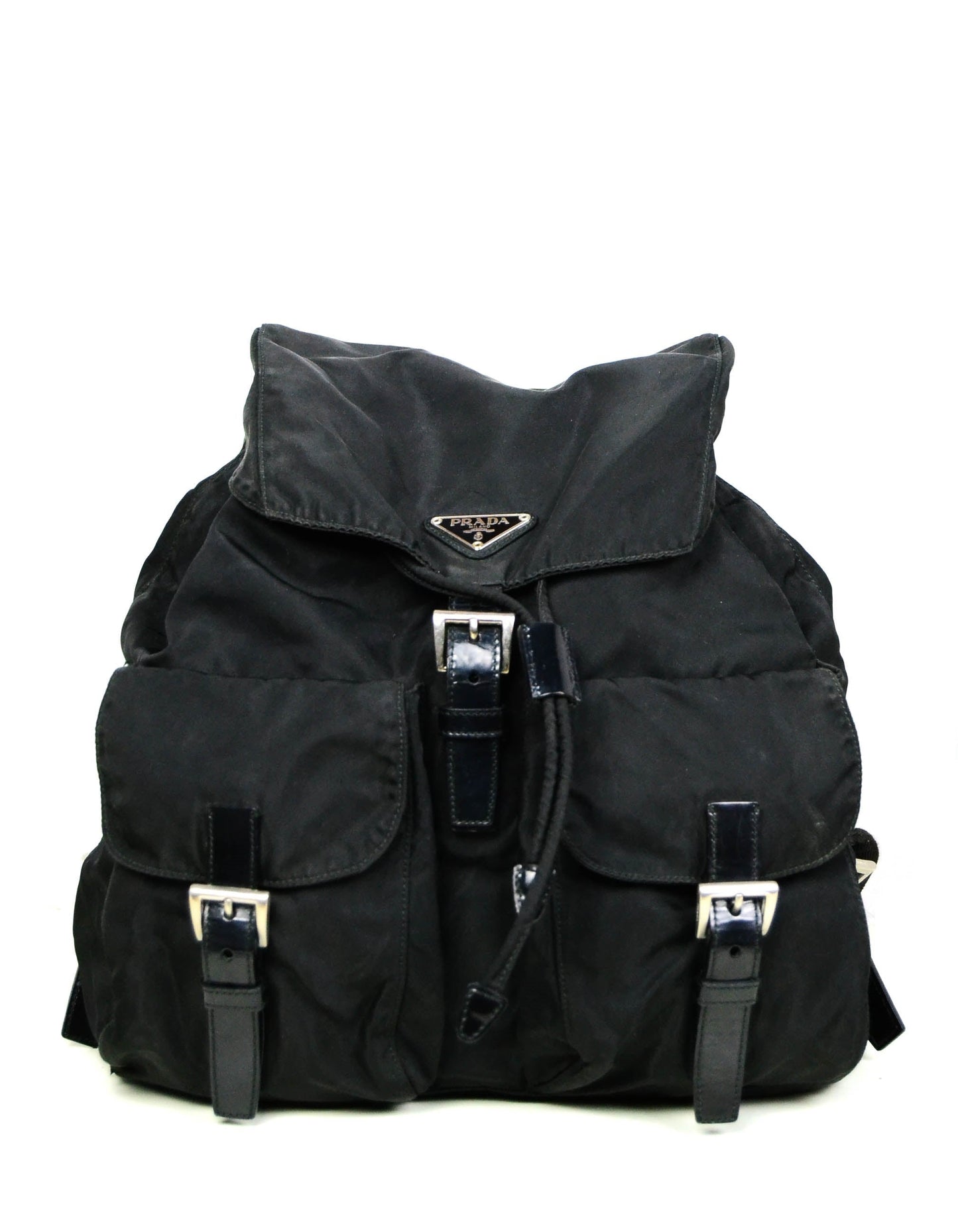 Prada Handbag Double Buckle Backpack Bag 3 Nylon Black Belt