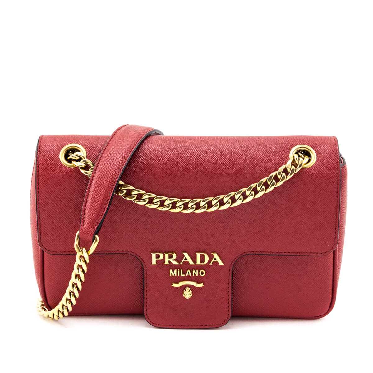 Prada Handbag Fuoco Shoulder Bag Saffiano Flap