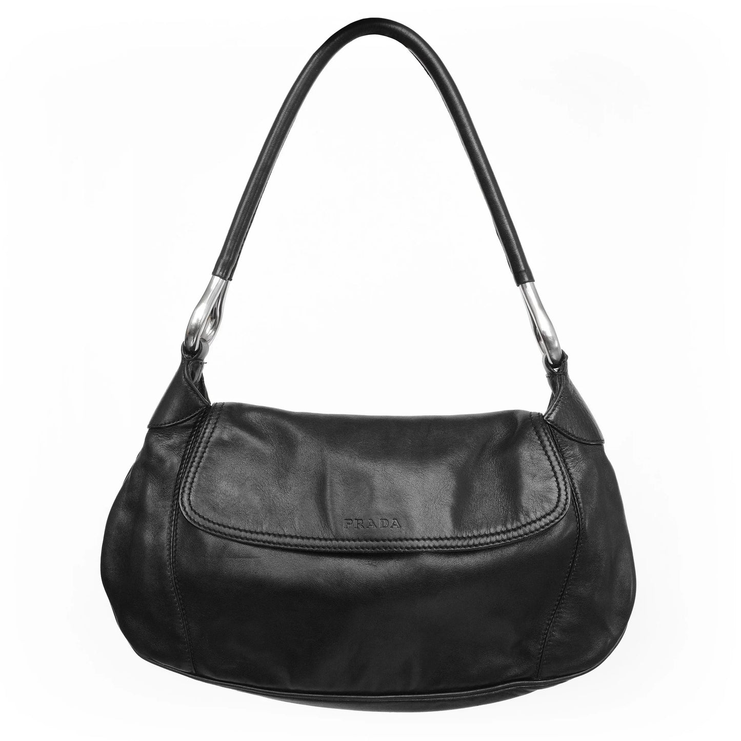 Prada Shoulder Bag SS 4 Leather Metal Black Jewelry