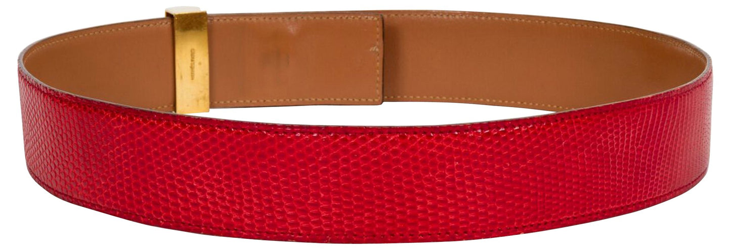 Hermes Collier De Chien Lizard Belt Handbag Red