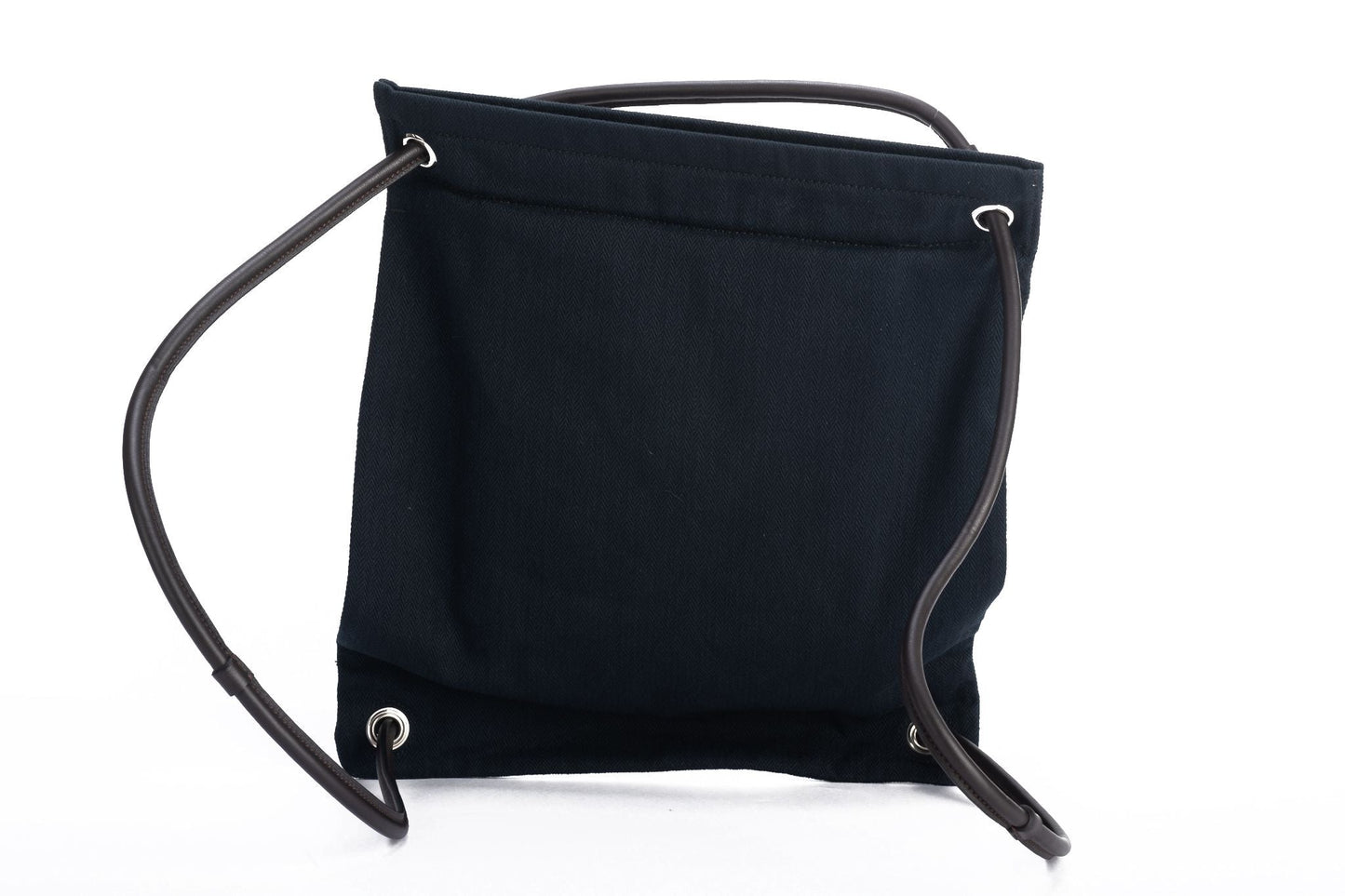 Hermes Toile Feedbag Handbag Canvas Black Travel Bag