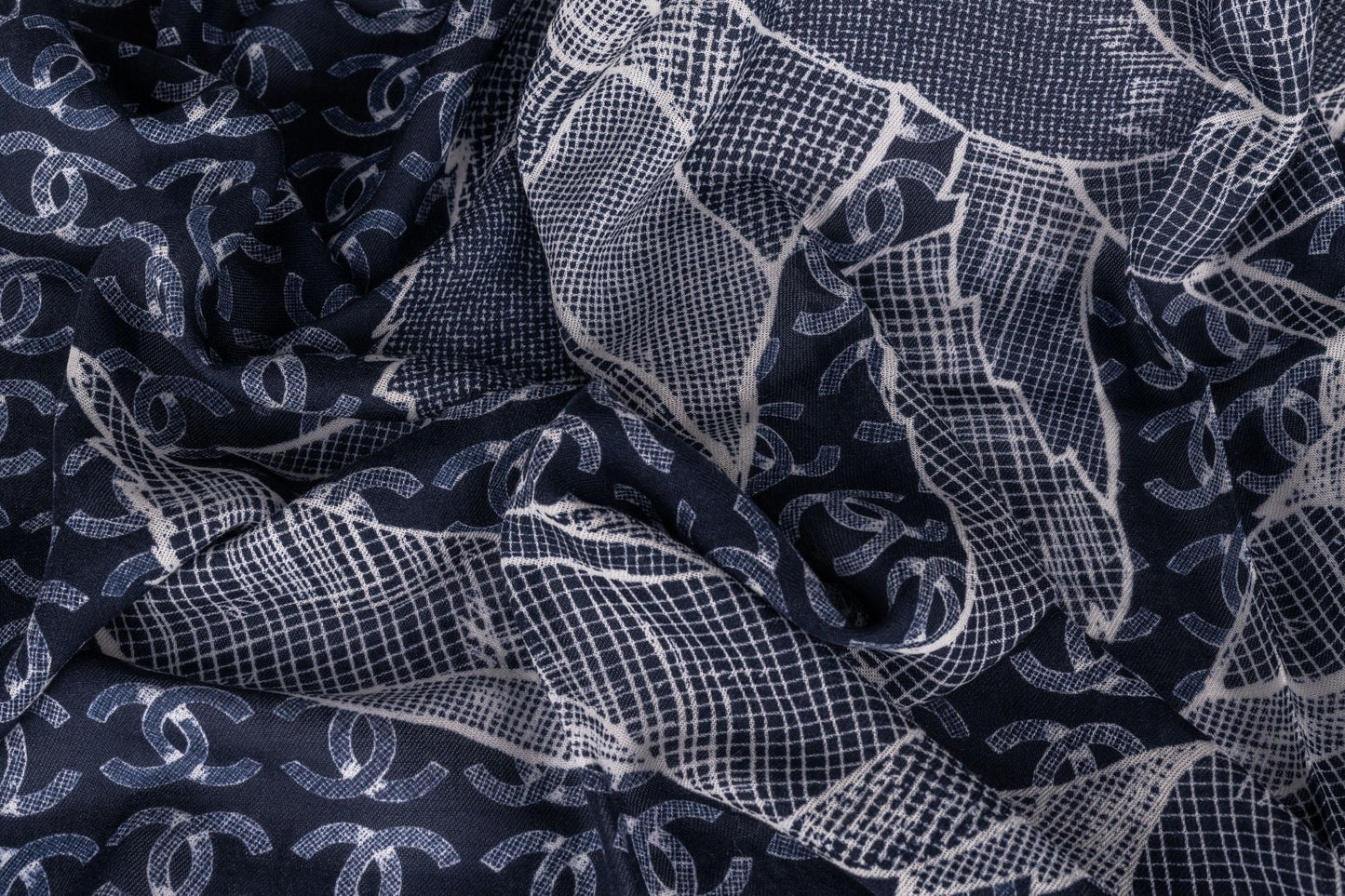Chanel New Cashmere Camellia Navy Shawl Handbag