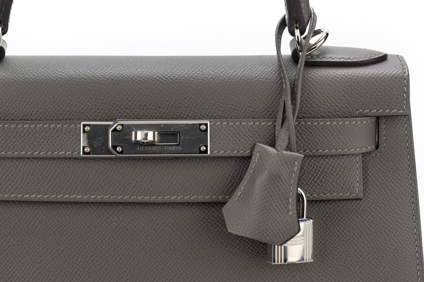 Hermes Bnib Kelly Gris Mouette Togo Handbag Travel Bag