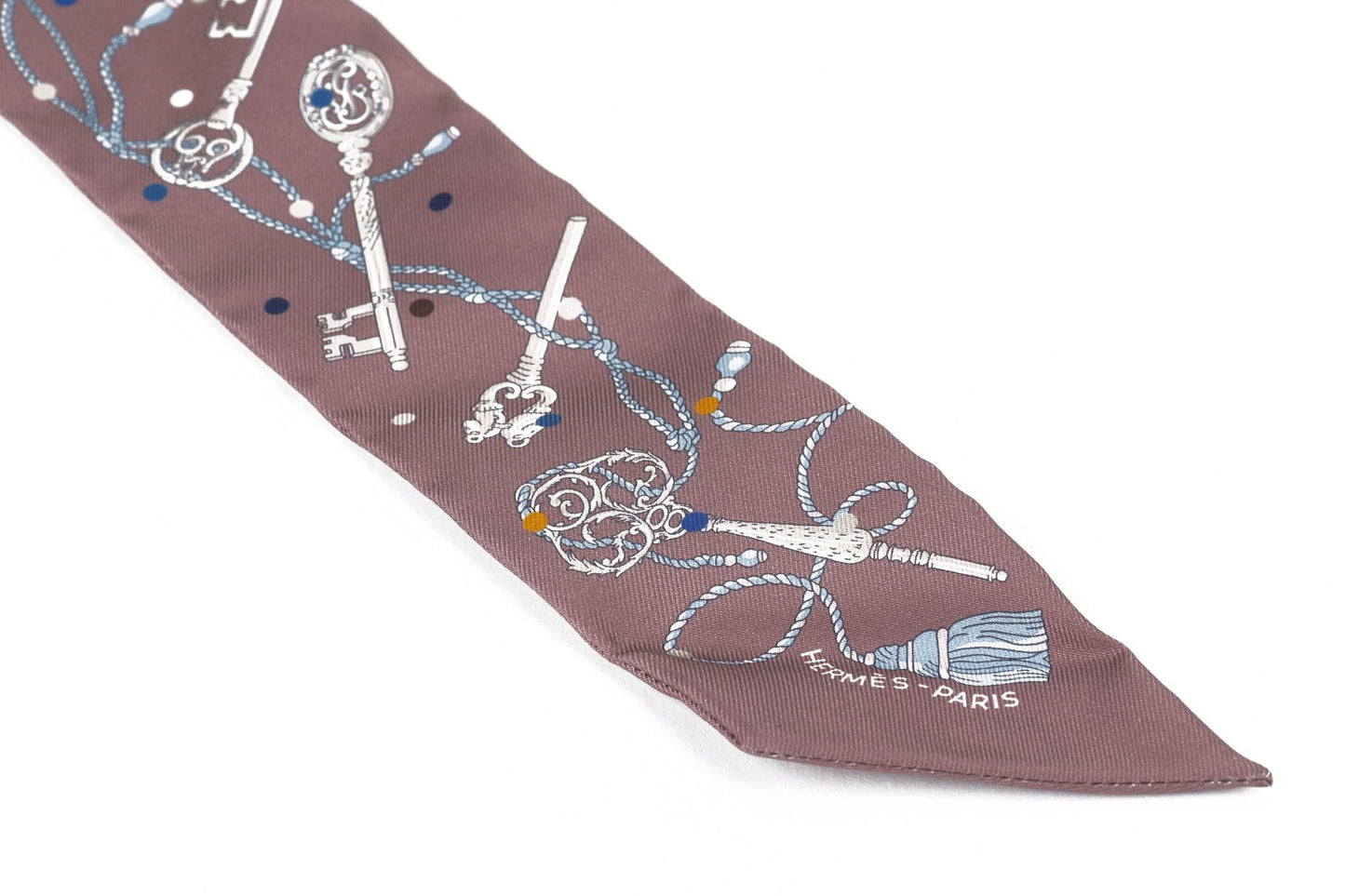Hermes New Les Cles Pois Shadow Twilly Handbag Scarf