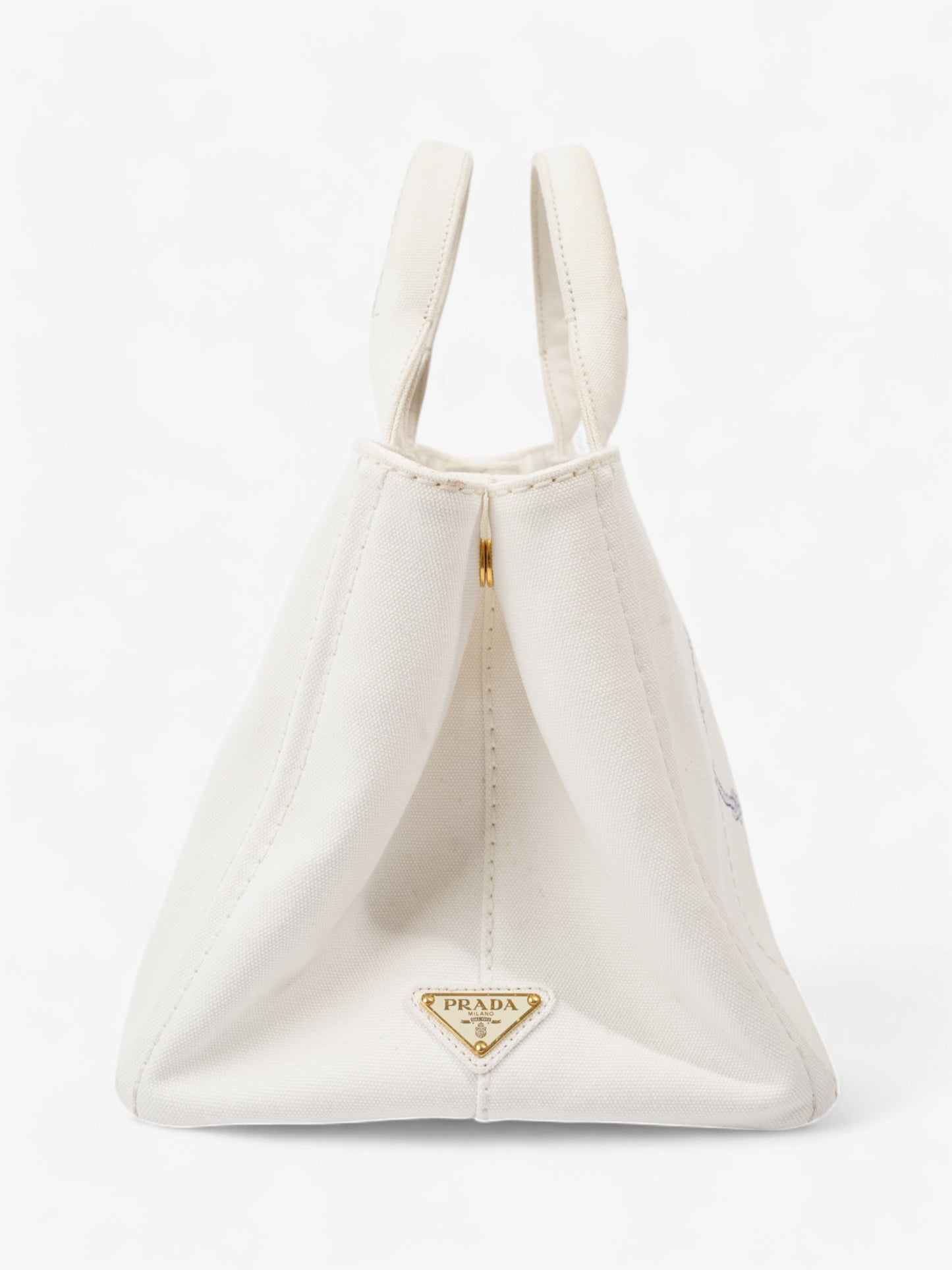 Prada Canapa Tote Canvas White Blue Tote Bag