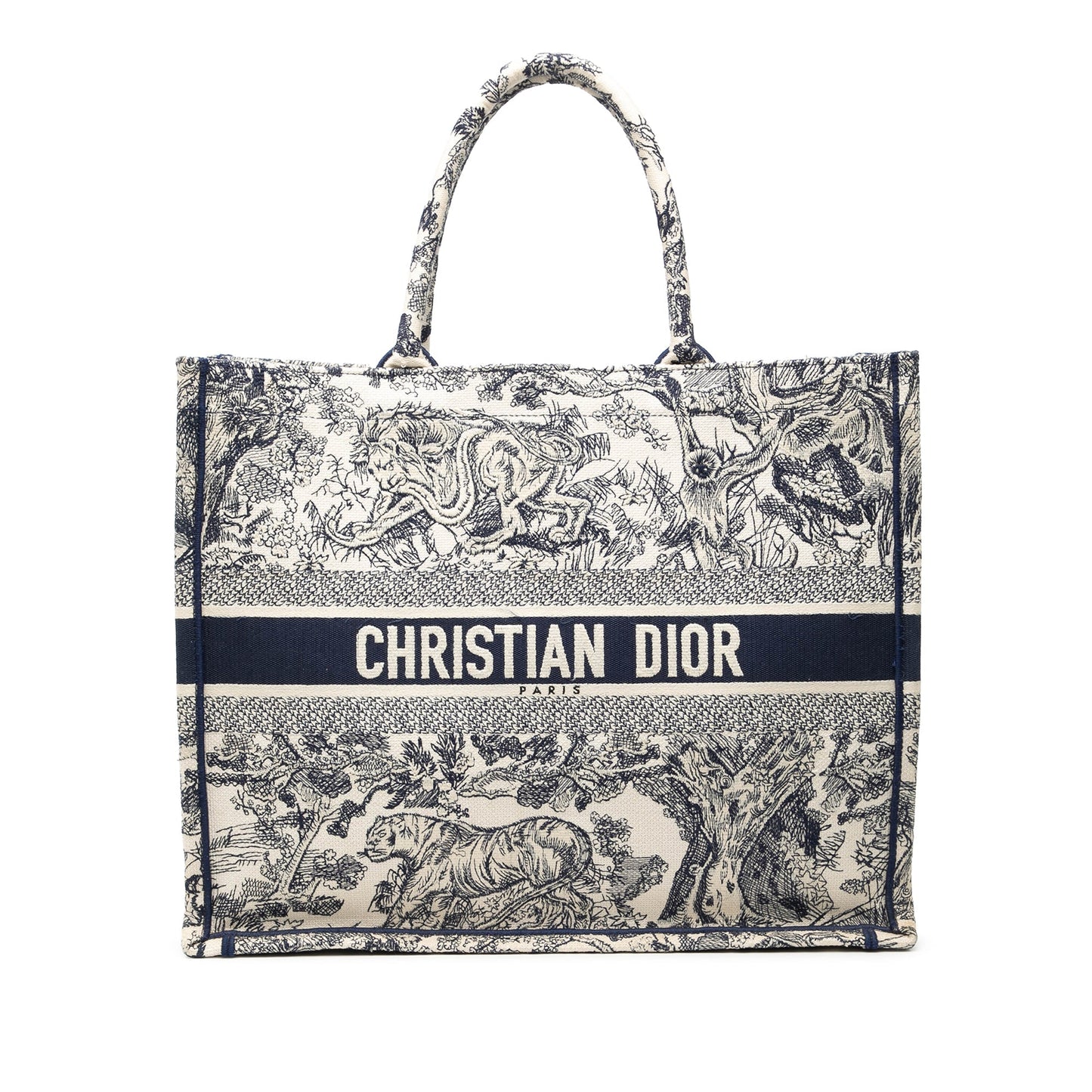 Dior Handbag iviera Toile De Jouy Book Tote Canvas Blue Large Tote Bag