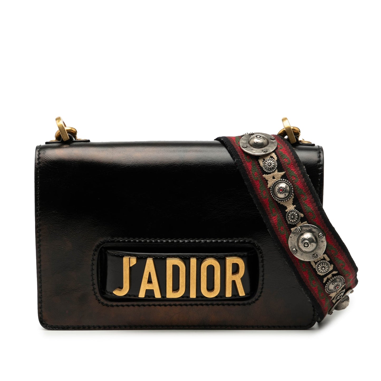 Dior Handbag JA Shoulder Bag Leather Black Chain