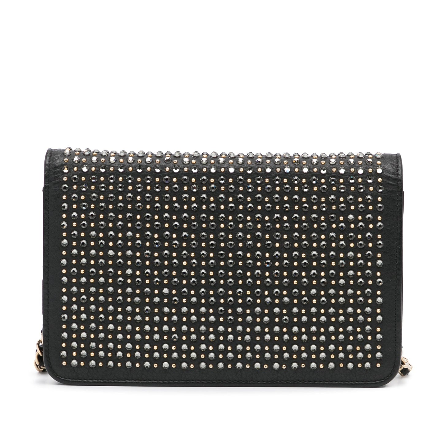 Black Chanel Studded Leather Wallet on Chain Crossbody Bag