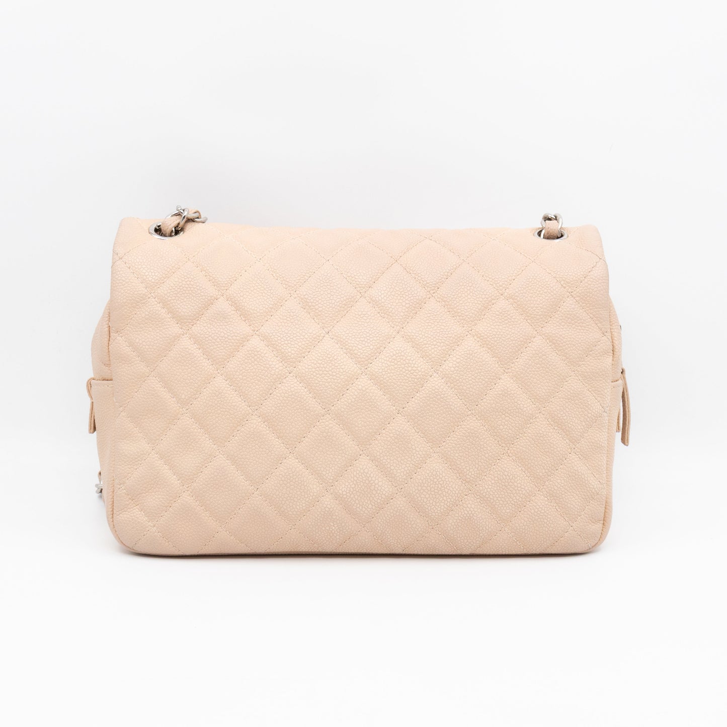 Chanel Casual Journey Flap Bag Beige Leather Silver