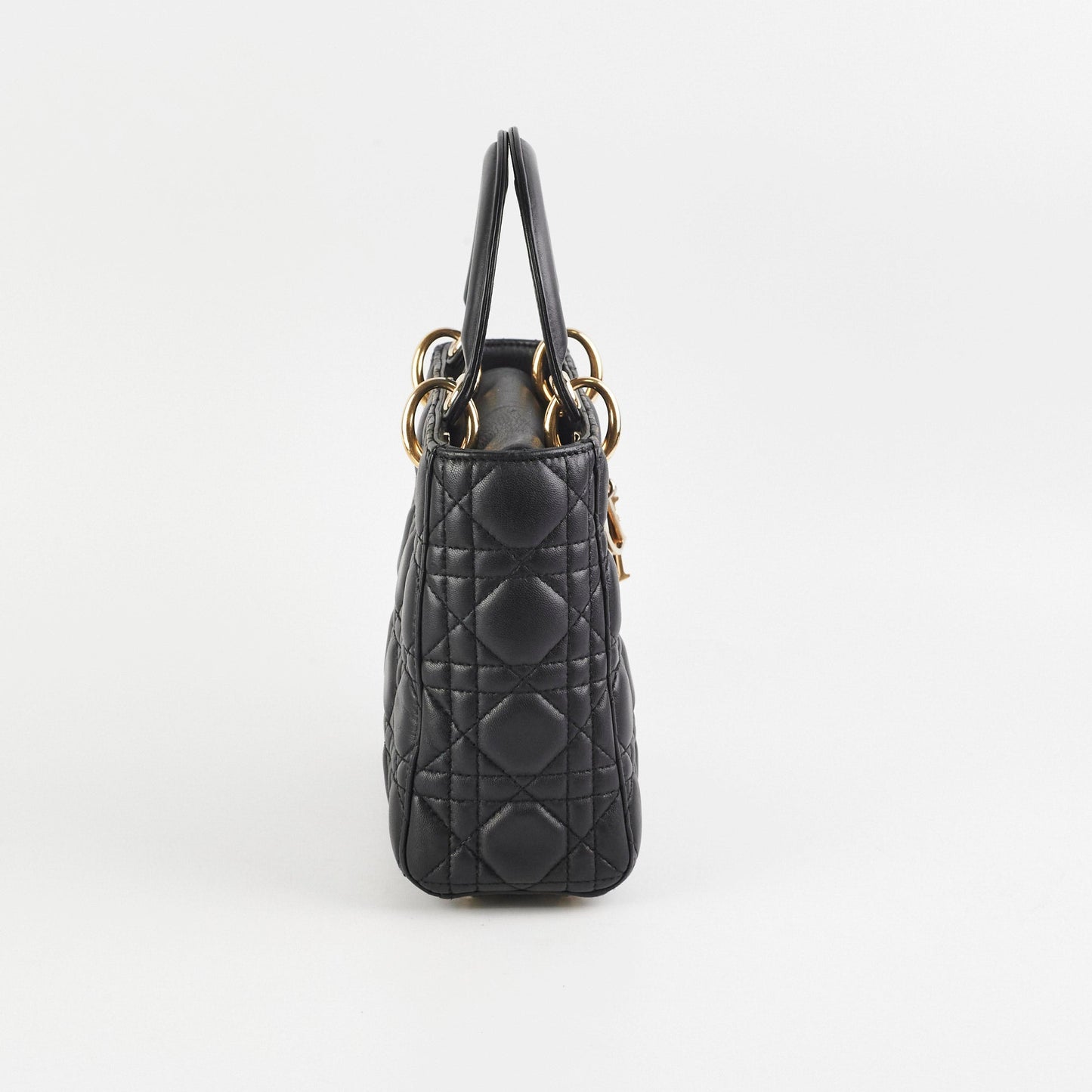 Dior Christian Lady Crossbody Bag Lambskin Black Small
