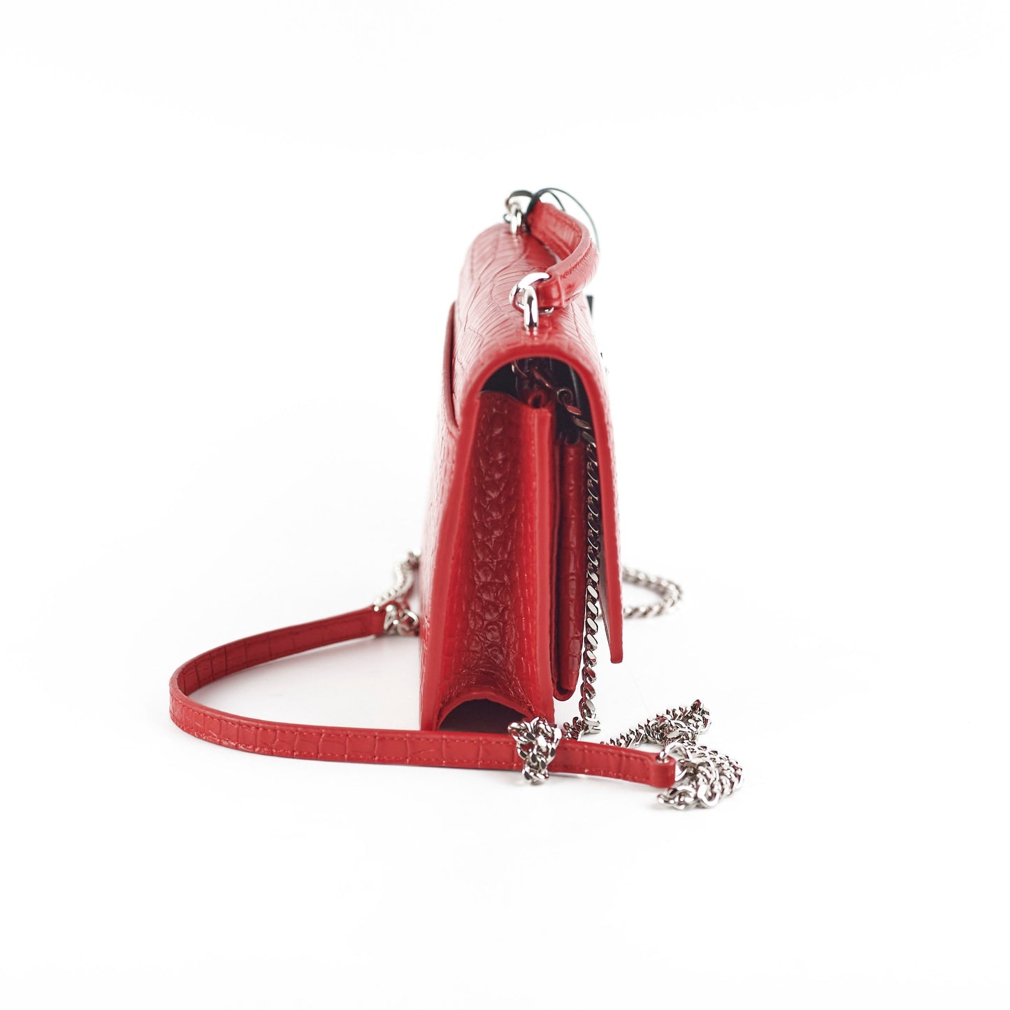 YSL Saint Laurent Sunset On Croc Crossbody Bag Red Mini Chain