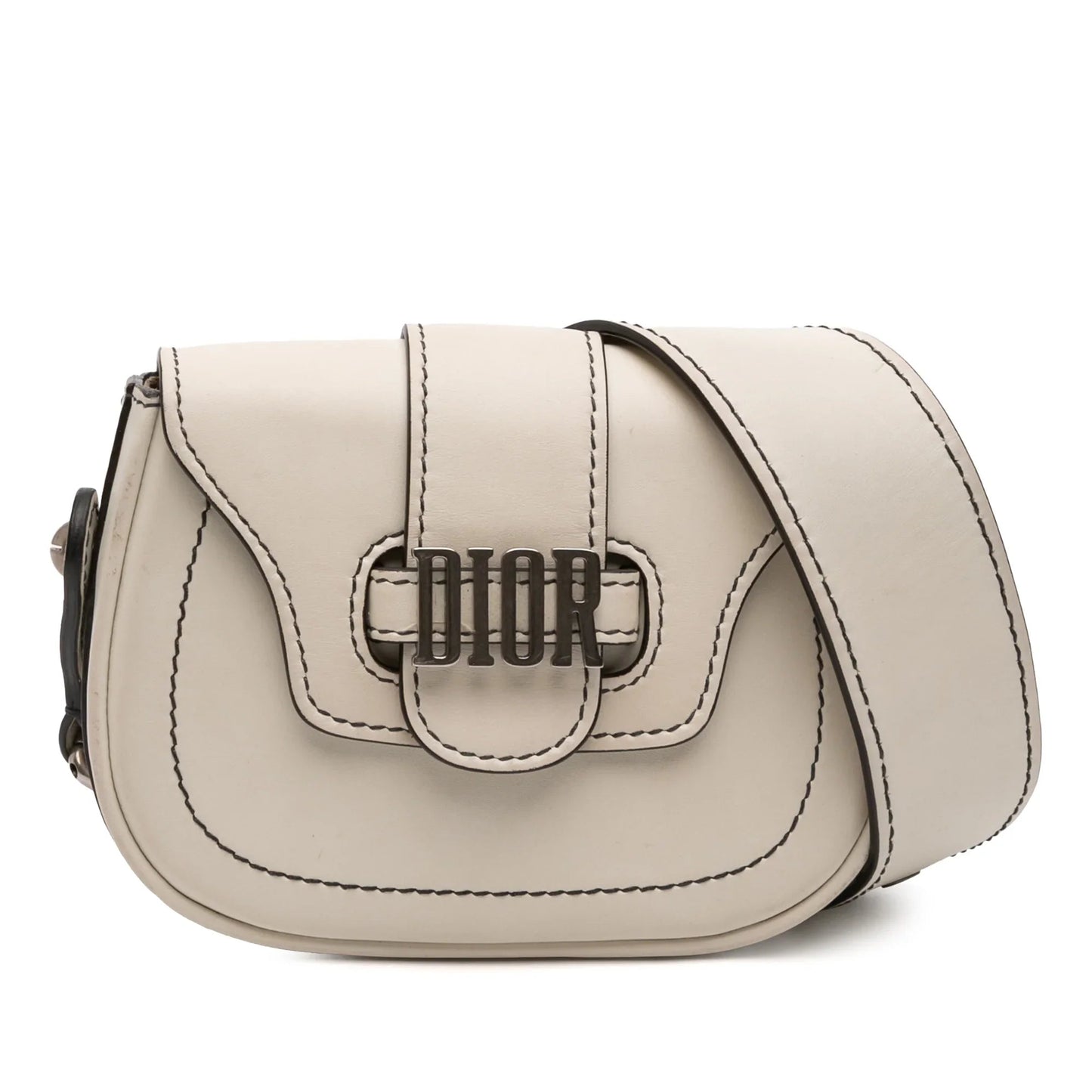 Dior Handbag D Fence Saddle Bag Leather White Mini Crossbody Bag