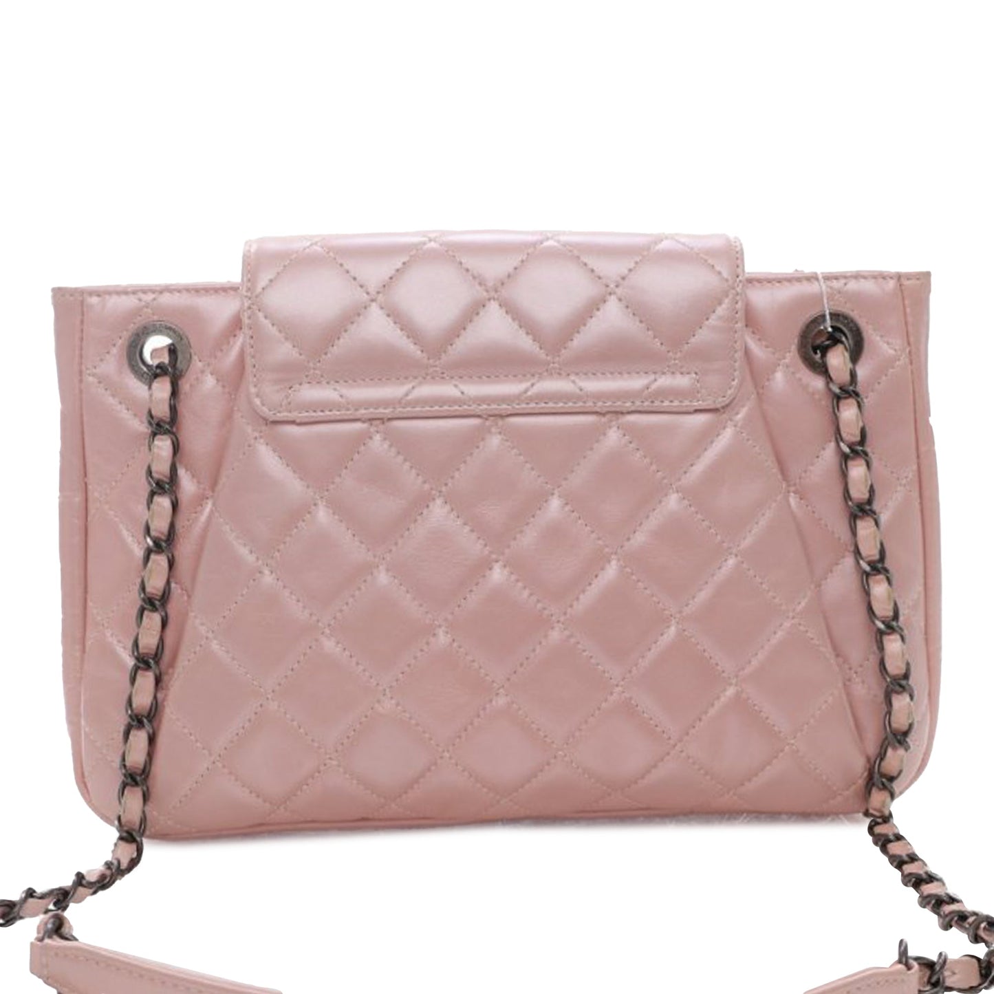 CHANEL CC Glazed Calfskin Accordion Flap Crossbody Bag