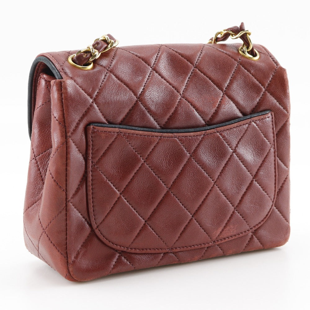 Chanel lambskin ChainShoulder matrasse Red Shoulder Bag