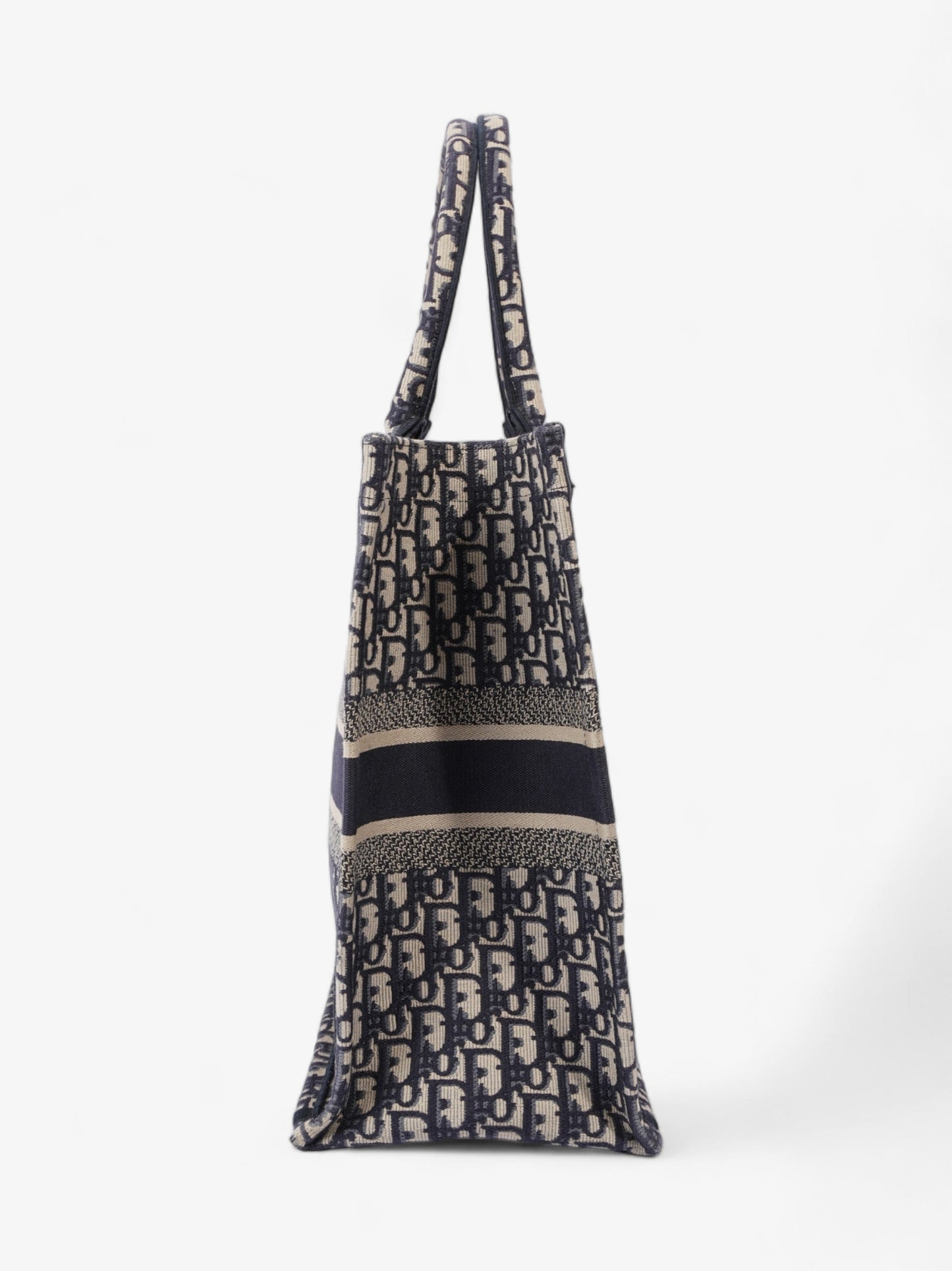 Dior Christian Book Tote Ecru Oblique Canvas Blue Large Tote Bag