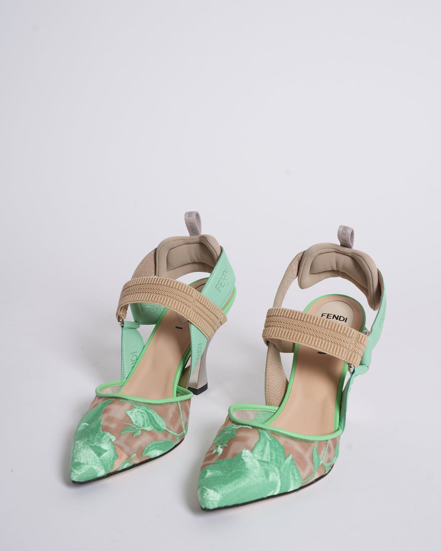 Fendi Sling Bag New colibri matcha FF mesh slingback Green Shoes