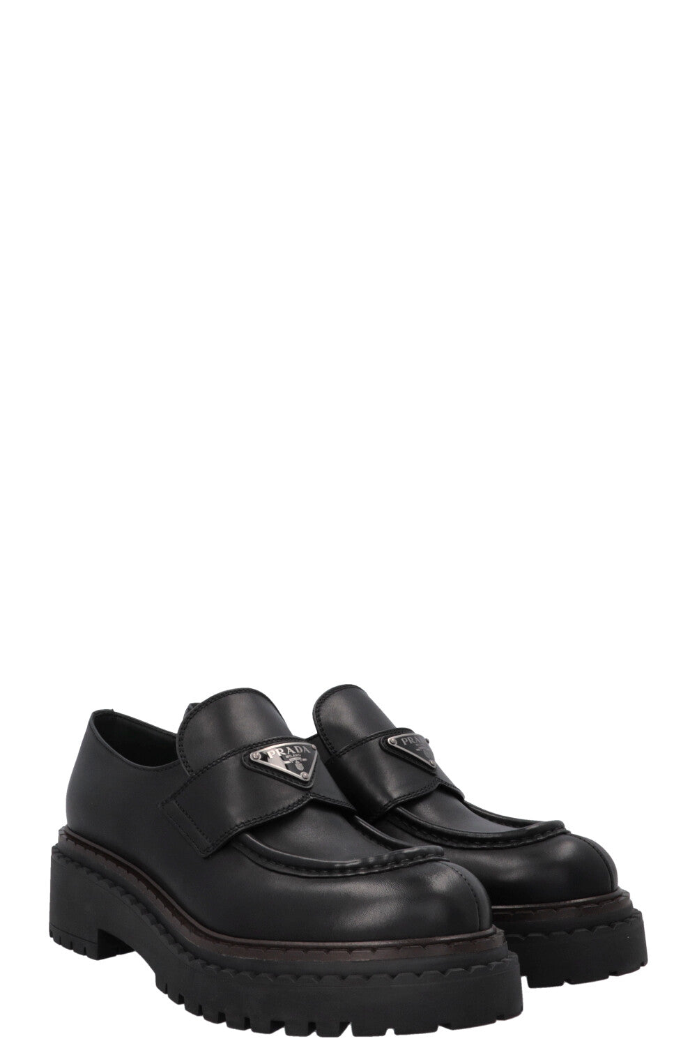 Prada Triangle Loafers 3 Black Logo Shoes